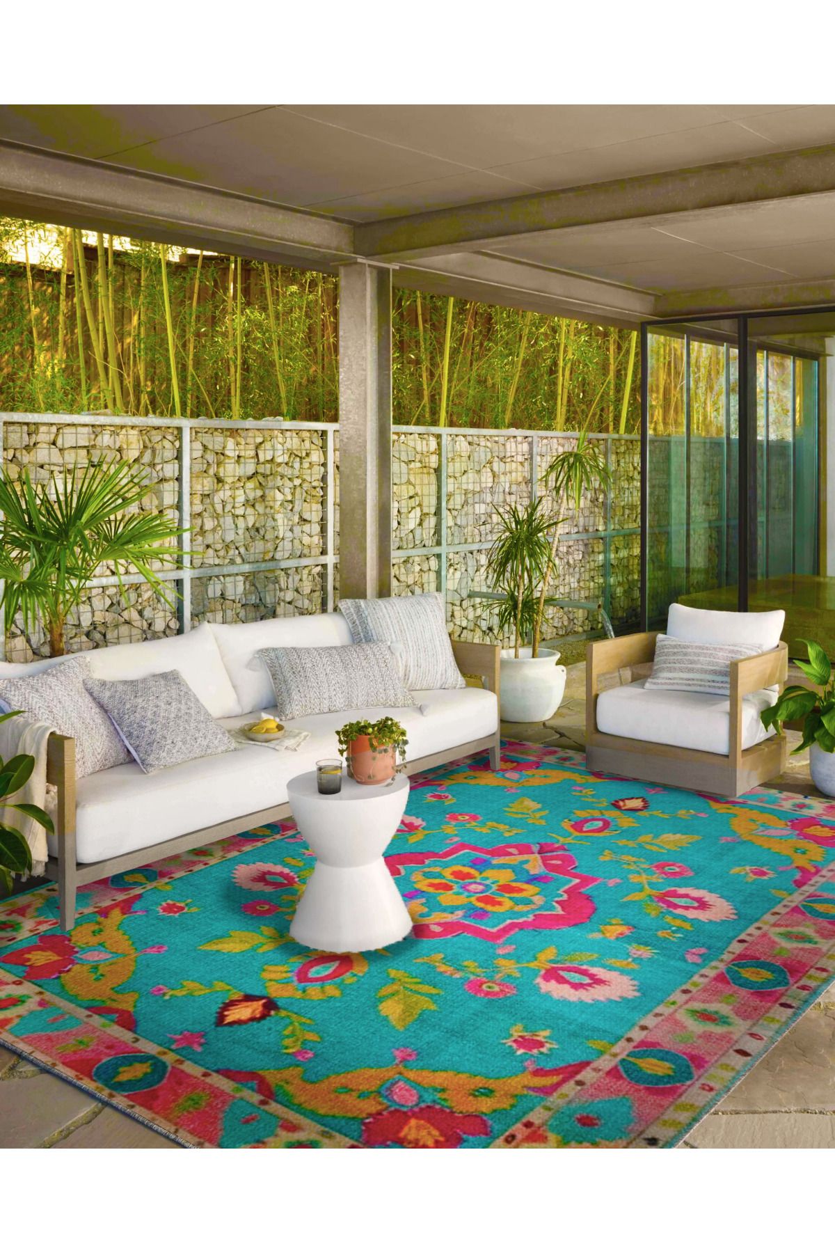 Paris Koleksiyonu Açık Mavi ve Pembe Tema Geleneksel Motif Desenli Vintage Dekoratif Halı 110