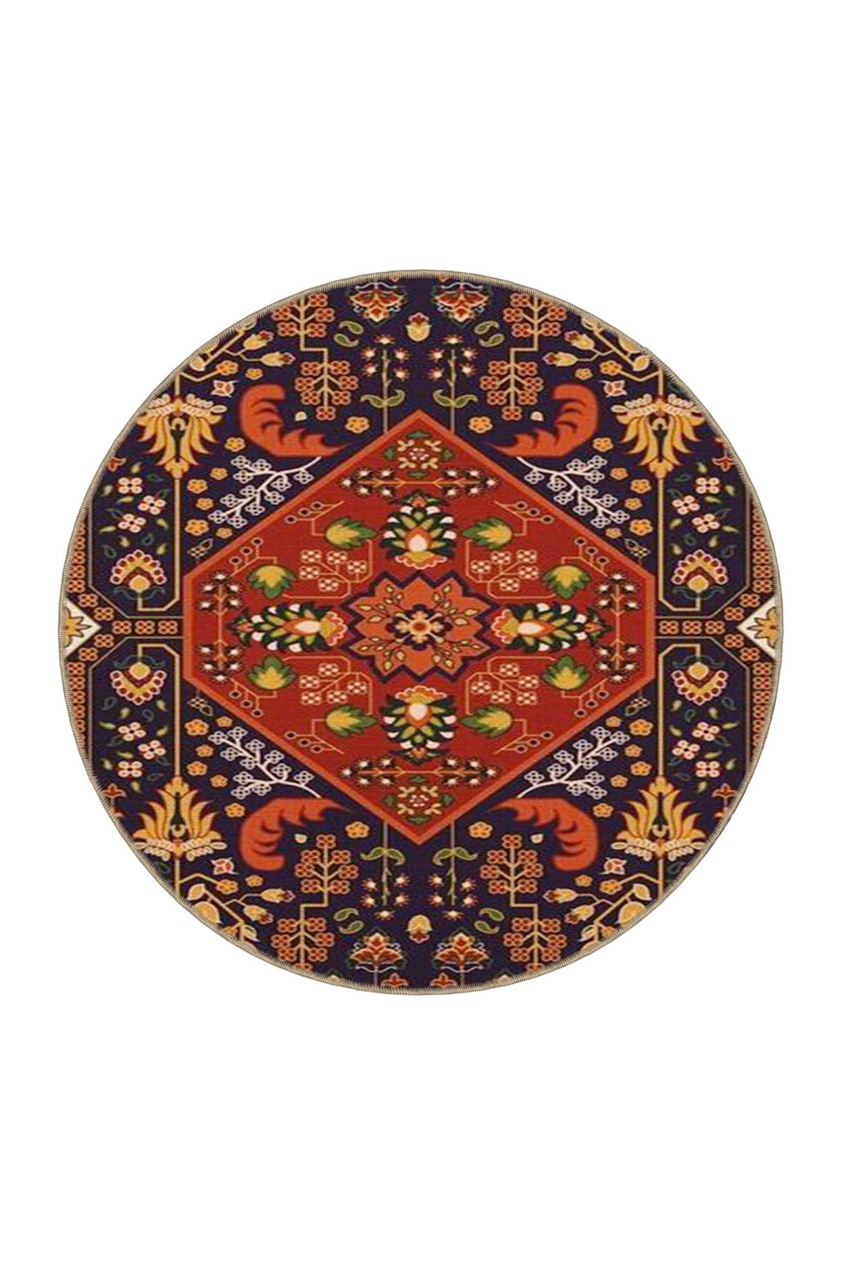 Kahve Tonlarda Etnik Desenli Dokuma Taban Halı 4285