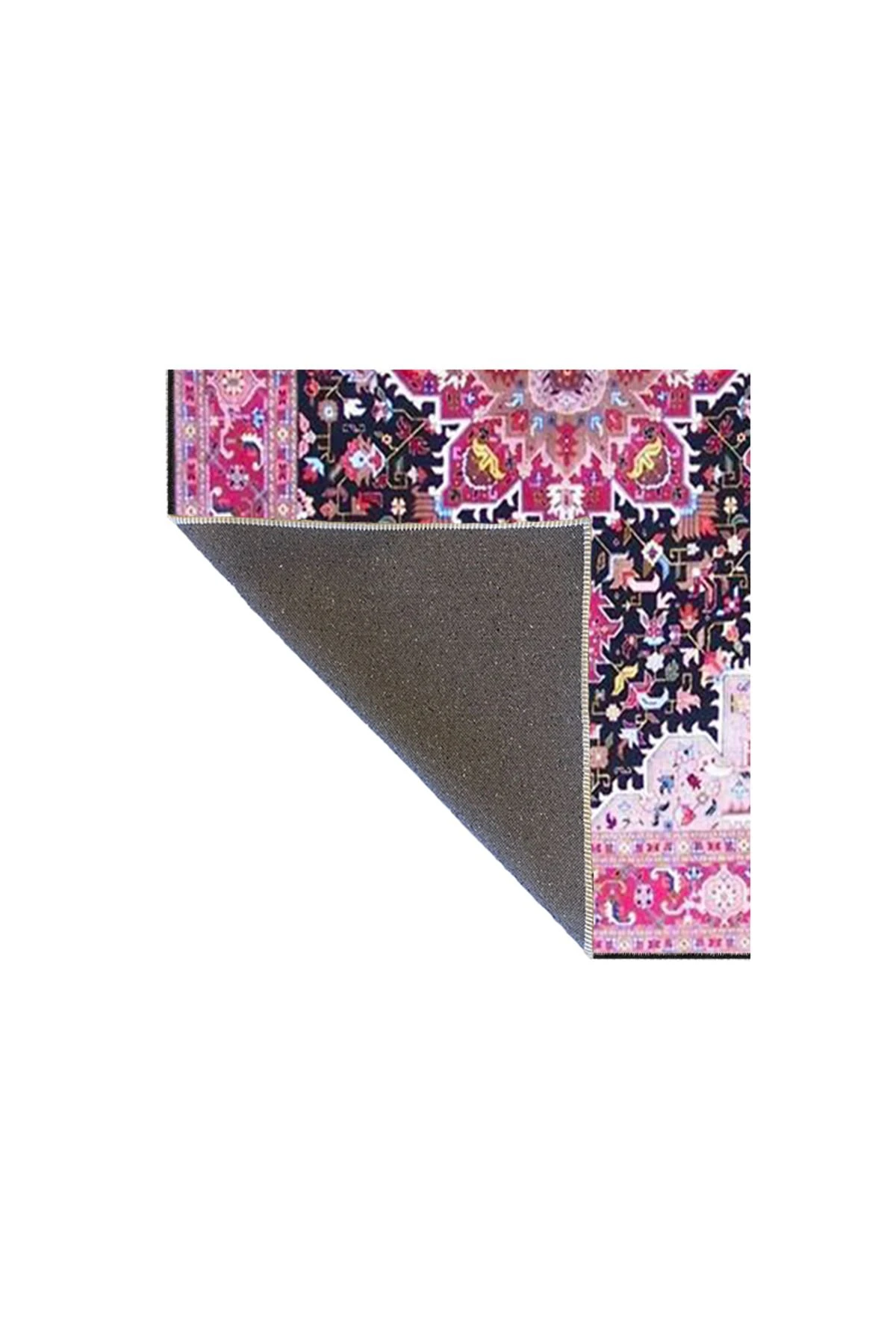 Geleneksel Pembe Çok Renkli Temalı Desenli Dokuma Taban Halı ve Yıkanabilir Halı aloha199