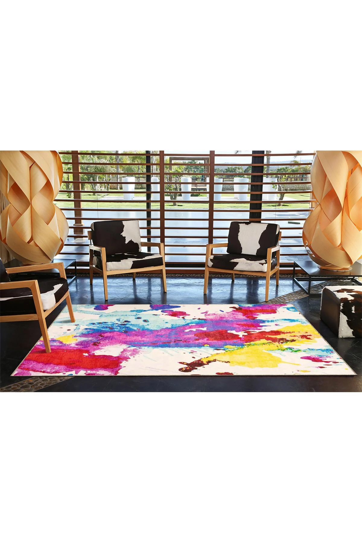 Karışık Renkli Pastelli Desenli Dokuma Taban miravip667