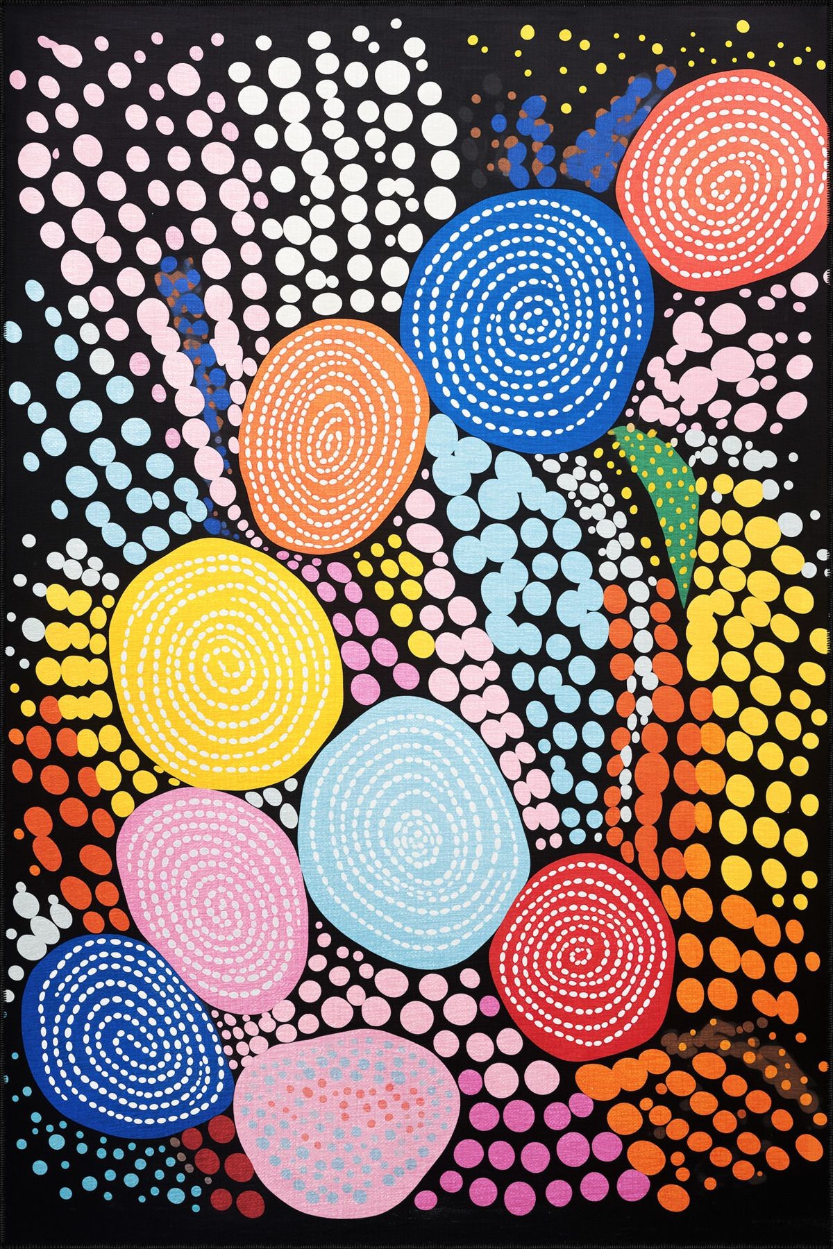 Dido 2 Koleksiyonu Çok Renkli Spiral Geometrik Desenli Kreatif Modern Dekoratif Halı 3231