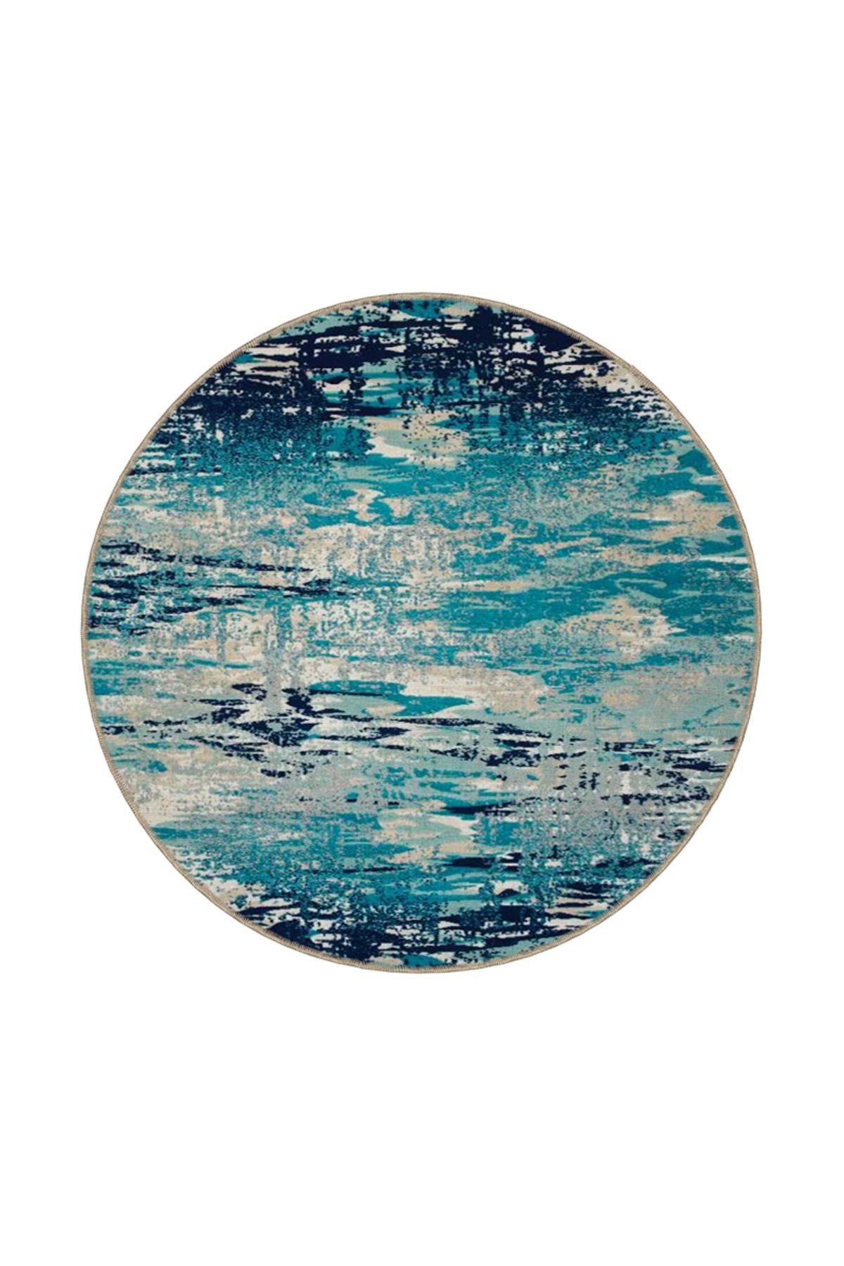 Aqua Renklerinde Piksel Desenli Modern Desenli Dokuma Taban Yıkanabilir Halı miravip8398