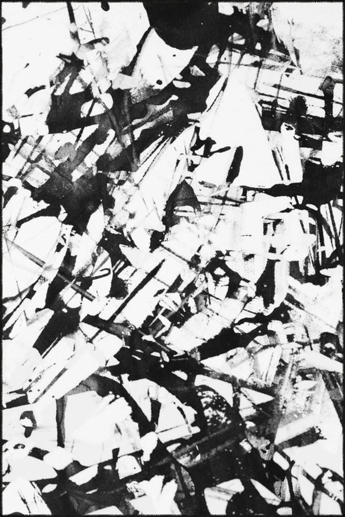 Siyah Beyaz Şekilli Desenli Dokuma Taban Halı ve Yıkanabilir Halı miravip10235