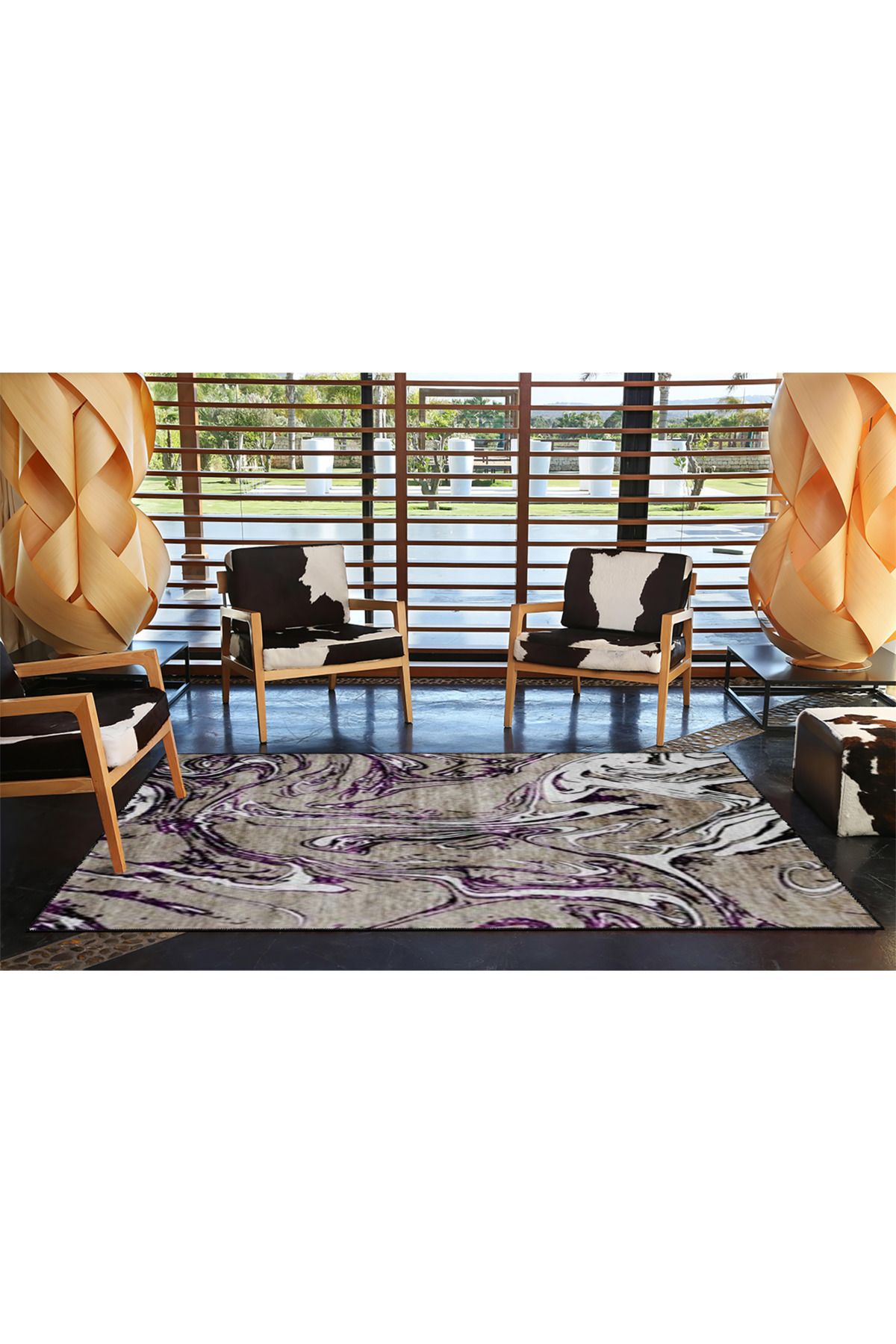 Gri Renkli Modern Dokuma Taban ve Dekoratif Halı 4482