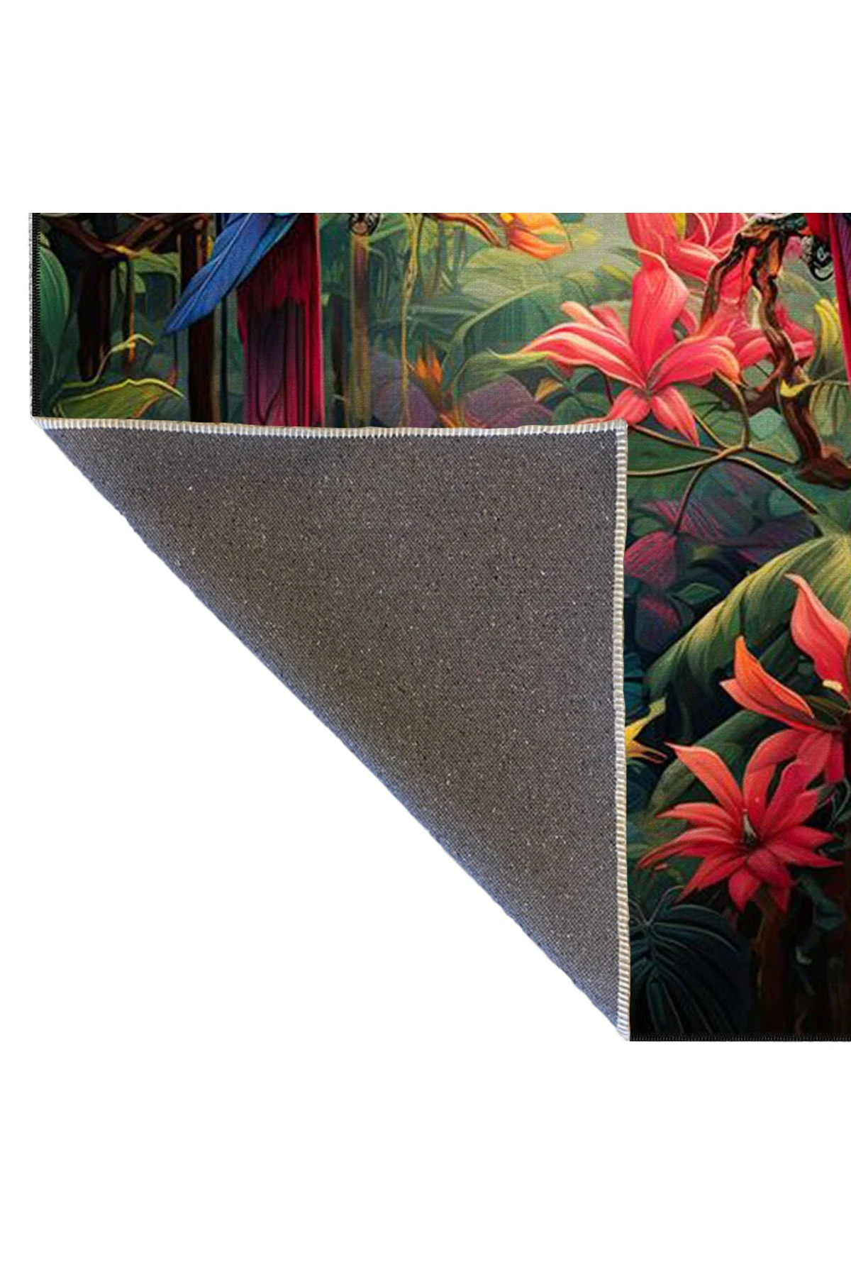 Kırmızı Renklerde Papağan Modern Dokuma Taban ve Dekoratif Halı miravip416