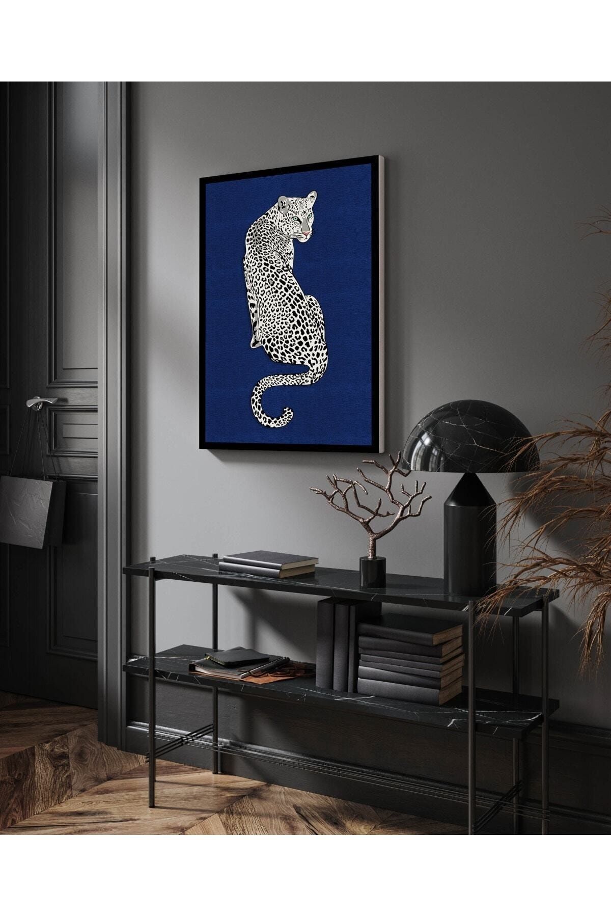 Kanvas Tablo Lacivert Leopar Ja 996