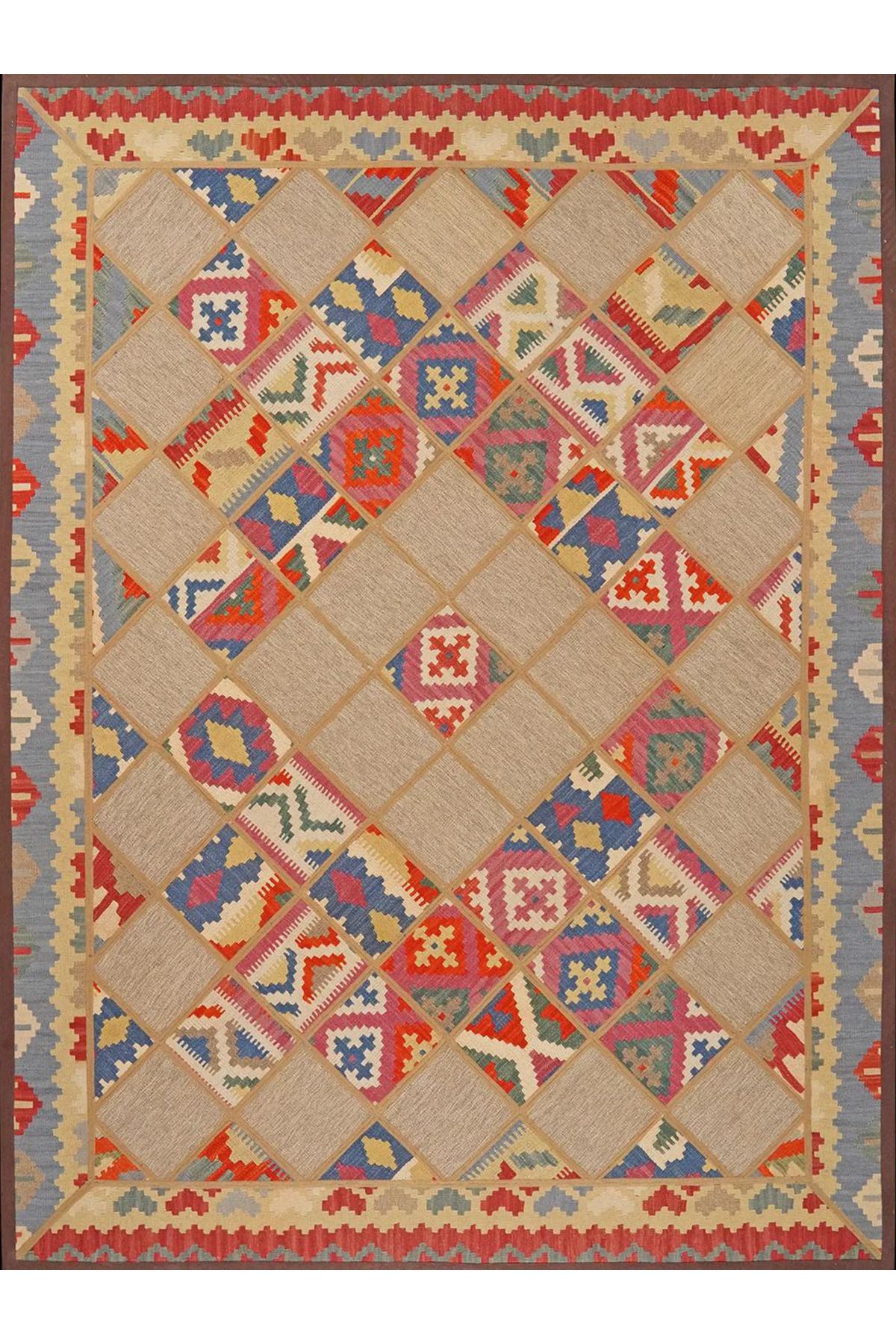 Güney Koleksiyonu Açık KAhve Ton Etnik Motifli Geleneksel Desenli Vintage Dekoratif Halı 34