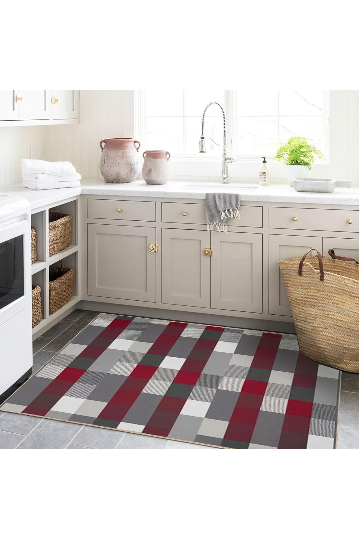 Ametist Serisi Gri Bordo Temalı Piksel Patchwork Desen Dokuma Taban Modern Dekoratif Halı ametist30