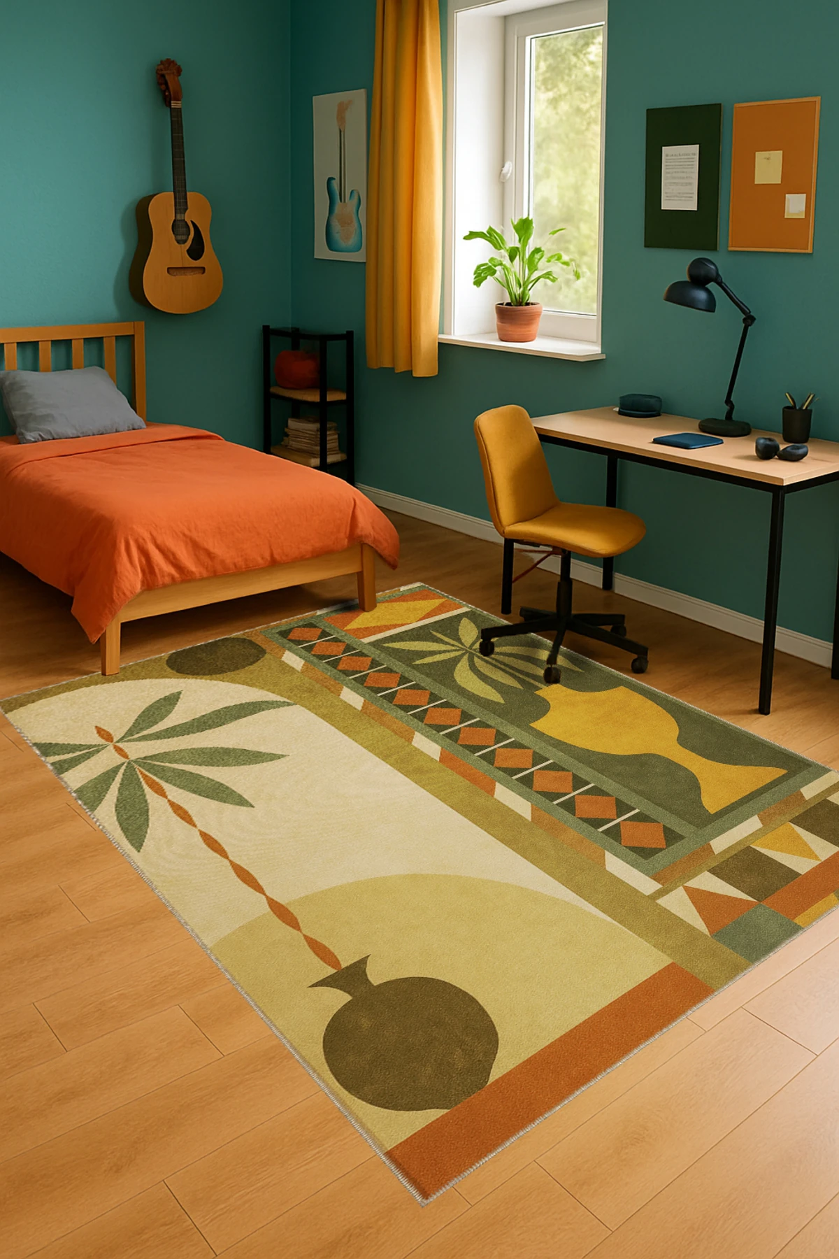 MOSSO Geleneksel Motifli Desen Dokuma Taban Vintage Dekoratif Halı mosso876