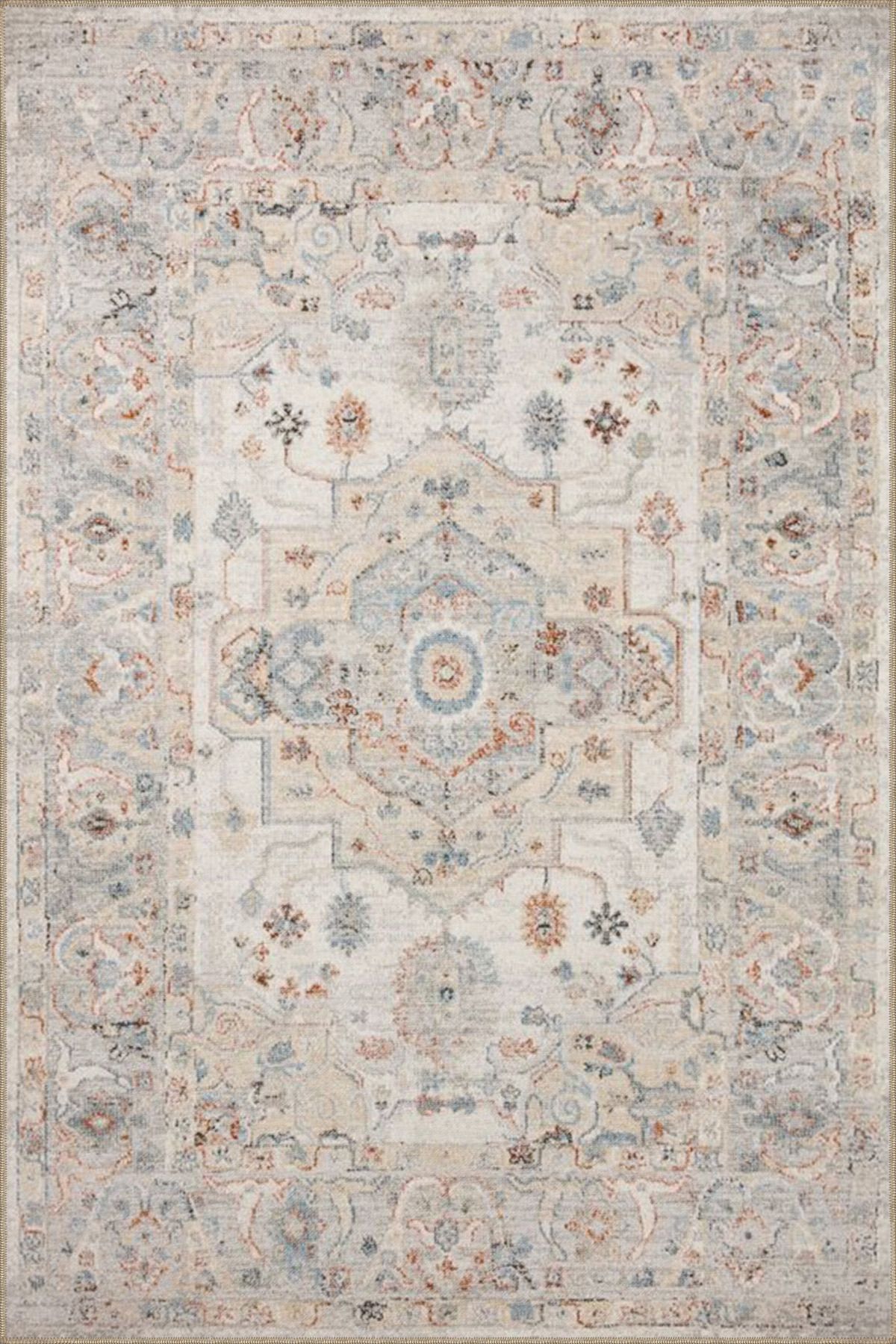 Krem Tonlarda Geleneksel Desenli Dokuma Taban Halı miravip388