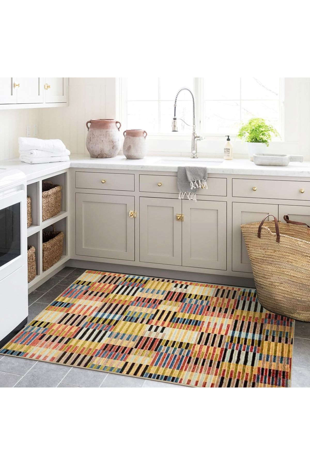 Ametist Serisi Çok Renkli Patchwork Detaylı Desen Dokuma Taban Modern Dekoratif Halı ametist50