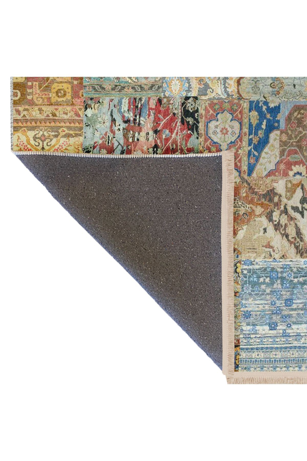 Barcelona Koleksiyonu Çok Renkli Eskitme Patchwork Görünümlü Dekoratif Halı barcelona47