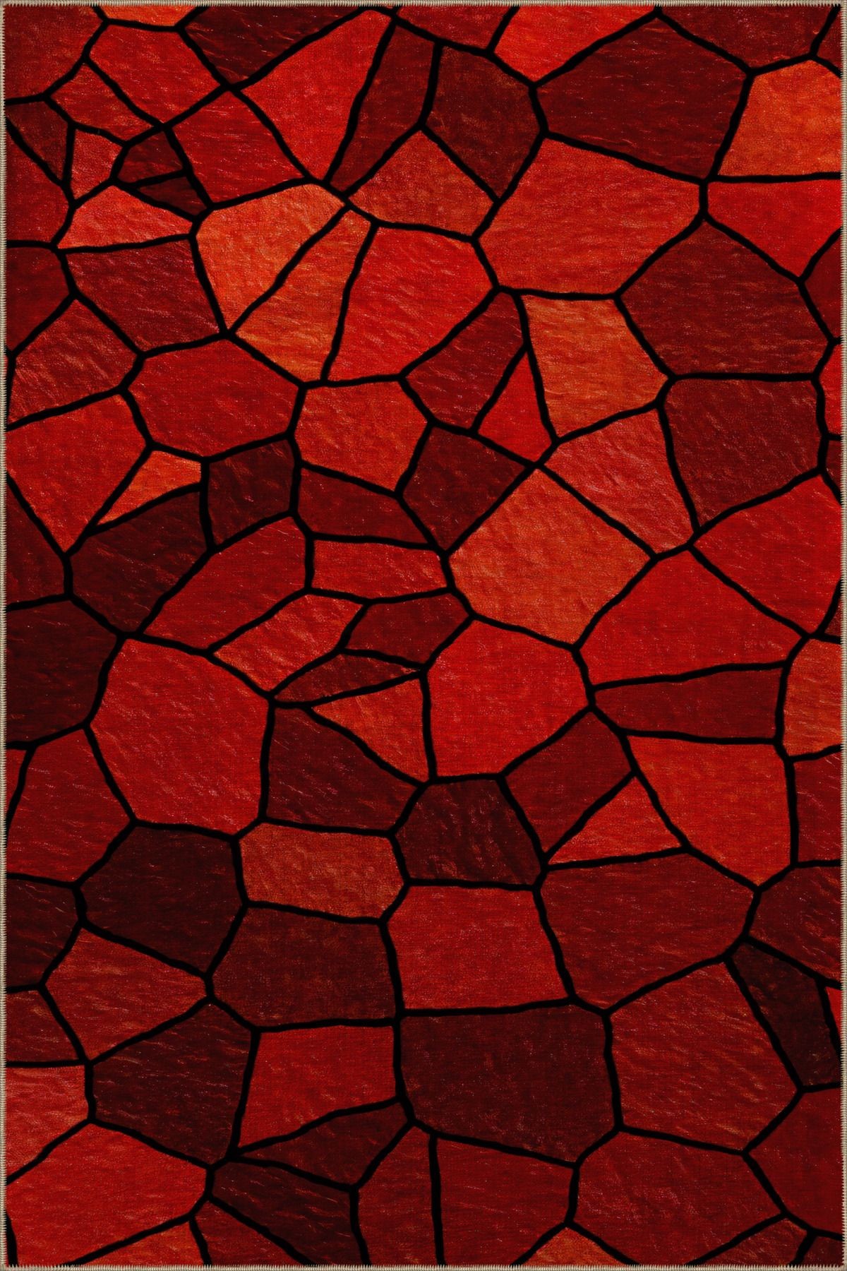 Kırmızı Temalı Karma Geometrik Şekil Mermer Desenli Kreatif Modern Dekoratif Halı 2360