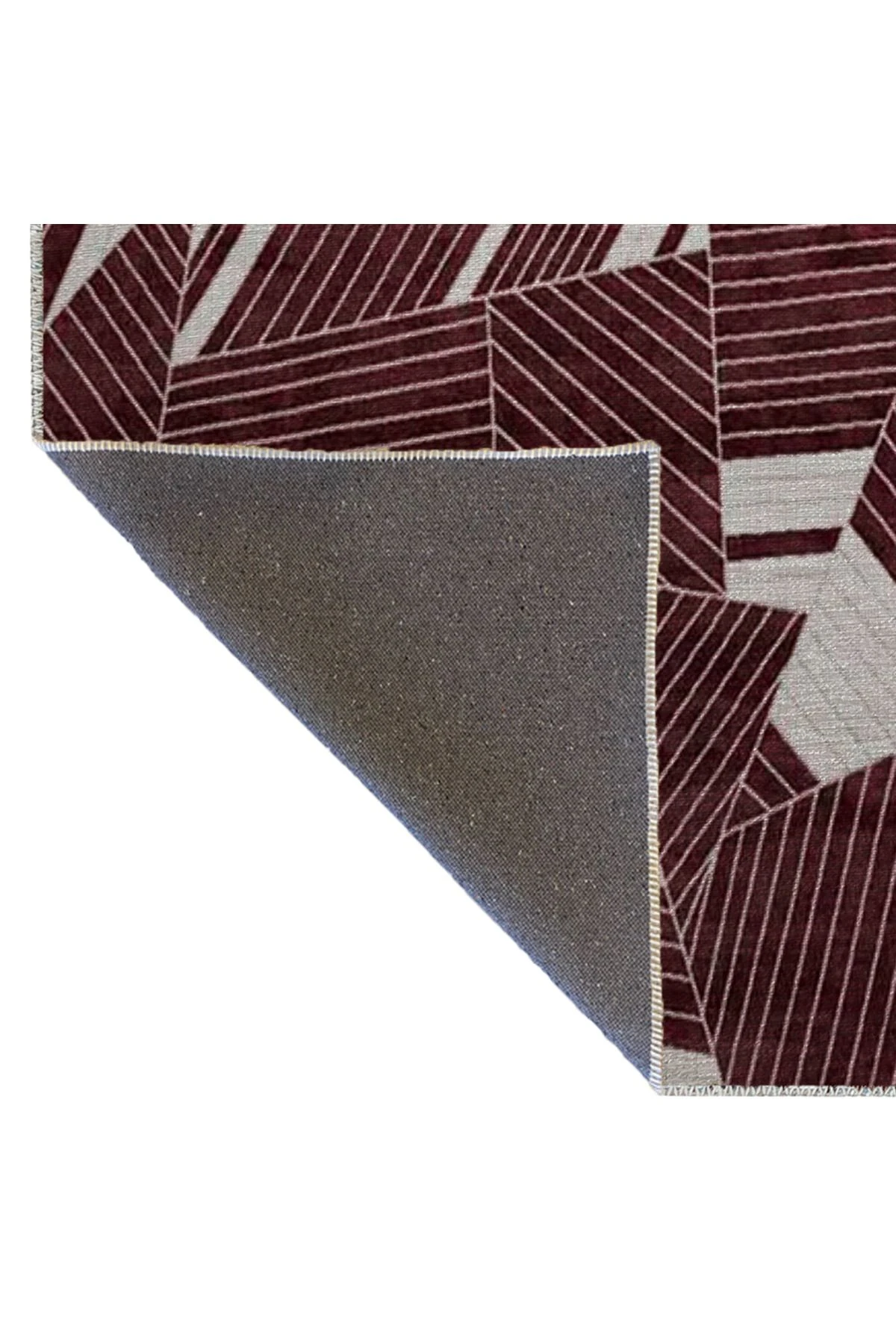 Bordo Temalı Soyut Tasarım Geometrik Desenli Kreatif Modern Dekoratif Halı 2740