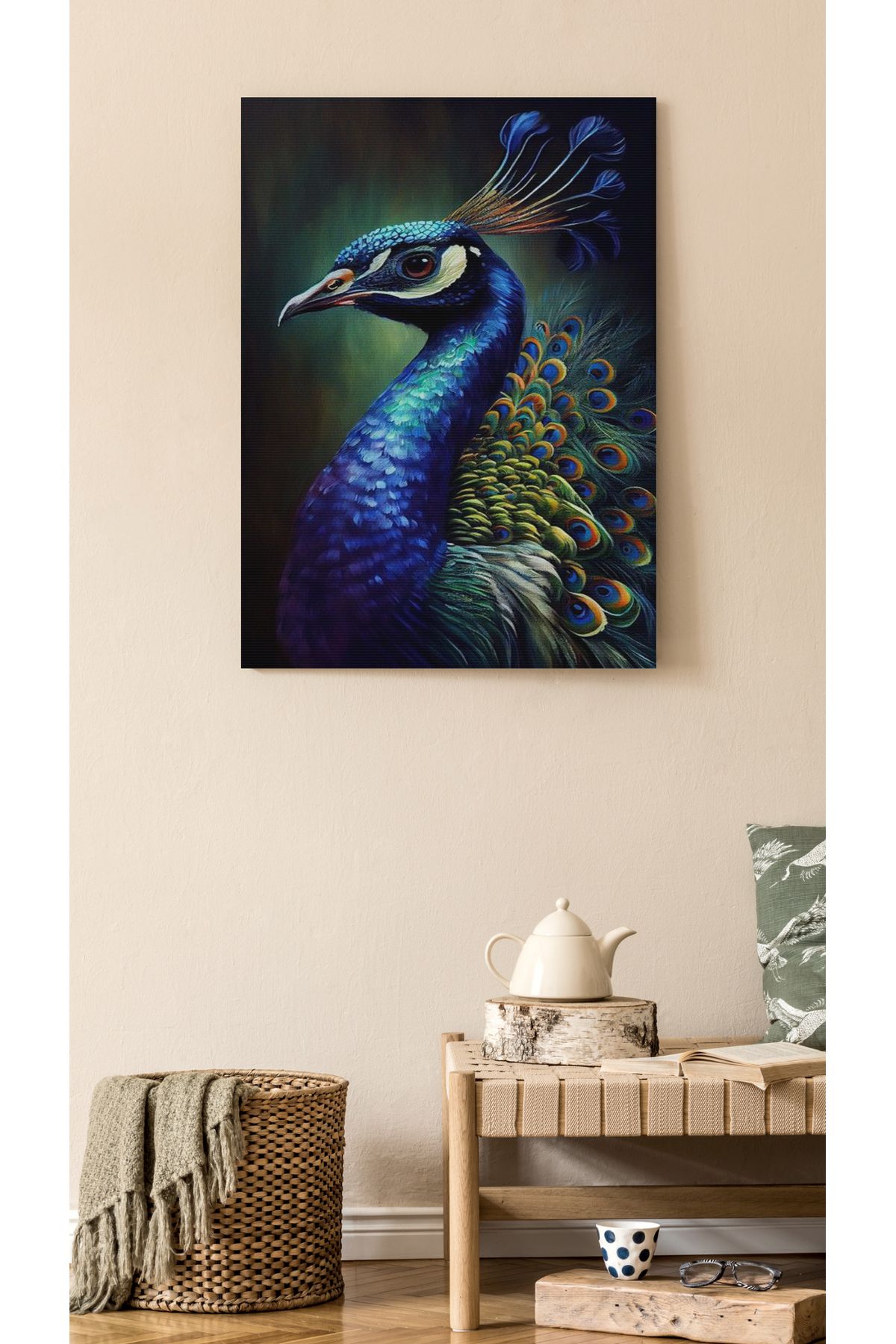 Kanvas Tablo Tavus Kuşu Temalı Tablo