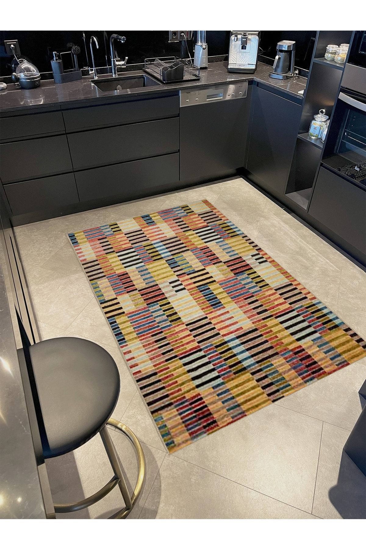 Ametist Serisi Çok Renkli Patchwork Detaylı Desen Dokuma Taban Modern Dekoratif Halı ametist50