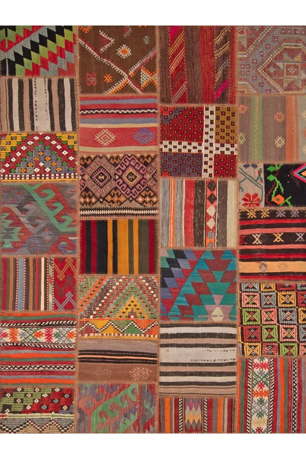 Aysu Koleksiyonu Çok Renkli Patchwork Görünümlü Dokuma Taban Modern Dekoratif Halı aysu14