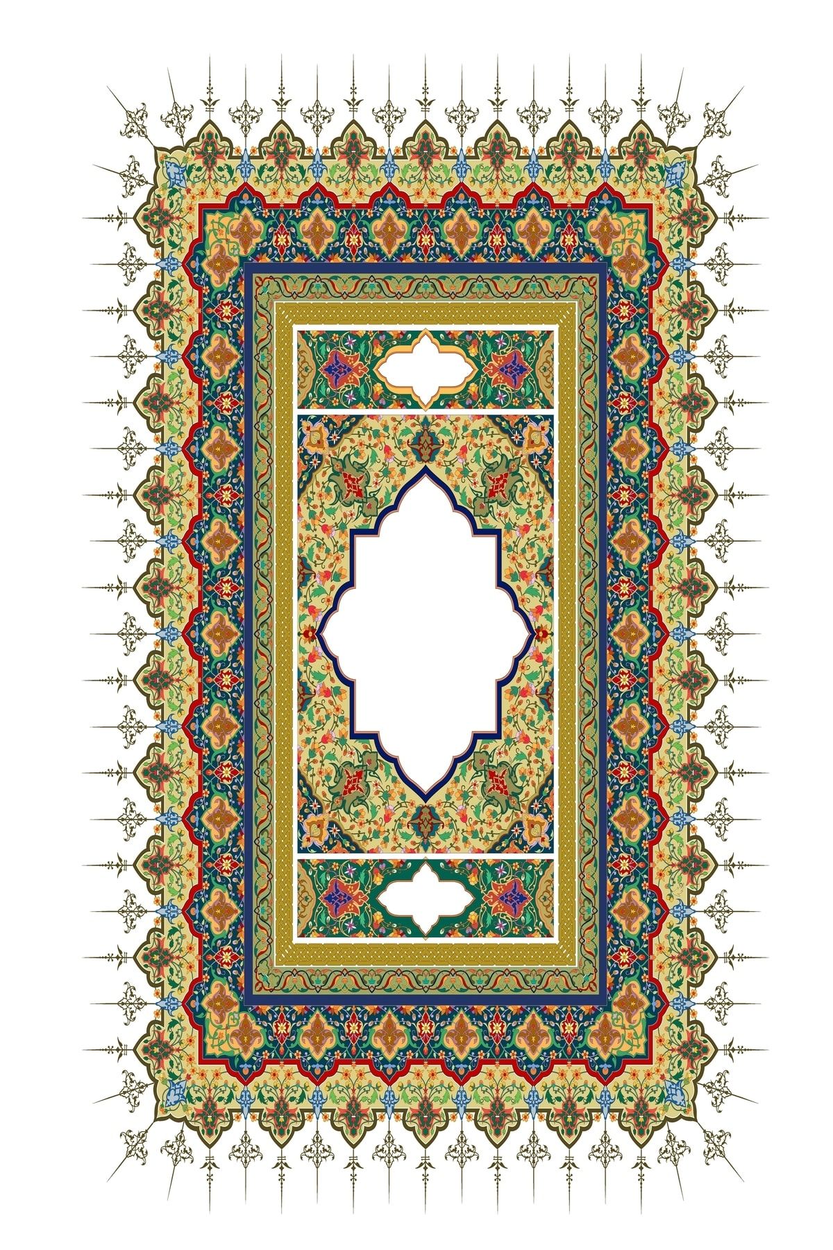 Beyaz Ve Multy Tonlarında Çiçekli Desenli Seccade 70x120