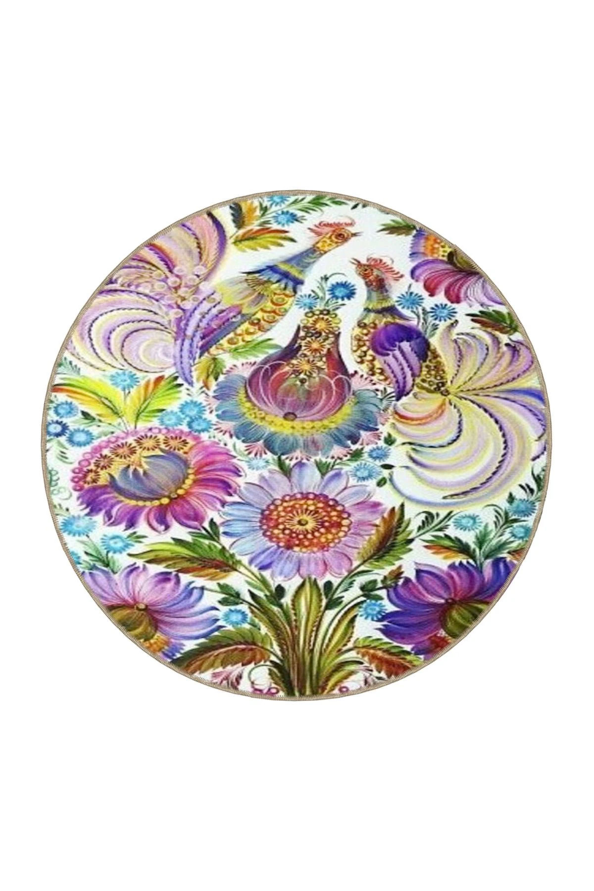 Mor Çiçekli Floral Modern Dekoratif Halı miravip153