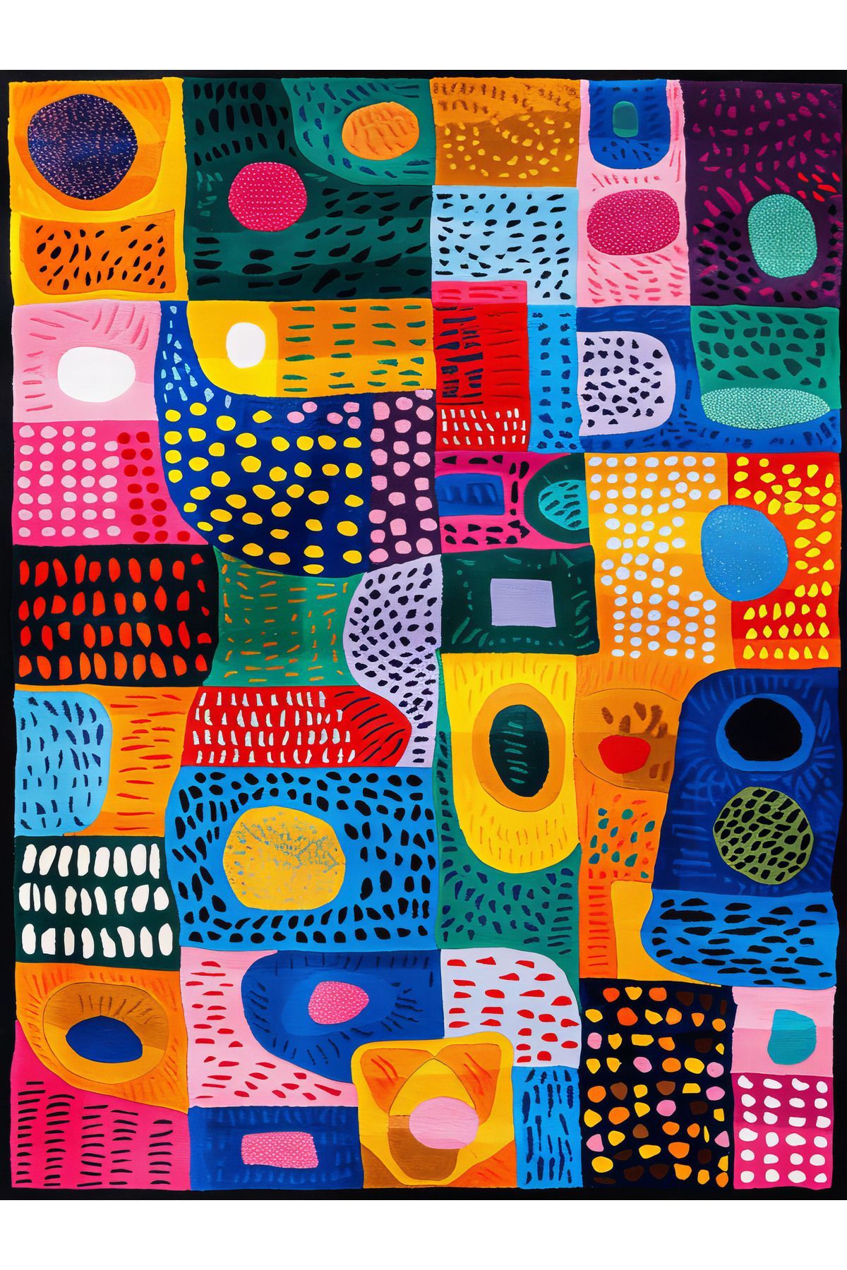 Paris Koleksiyonu Çok Renkli Şekiller Desenli Modern Dekoratif Halı paris30