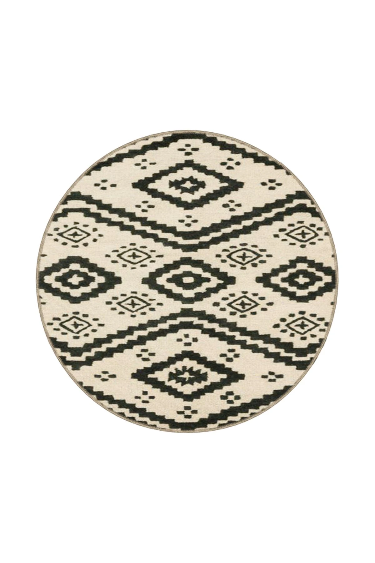 Krem Baklava Çapraz Geometrik Desenli Dokuma Taban Halı miravip341