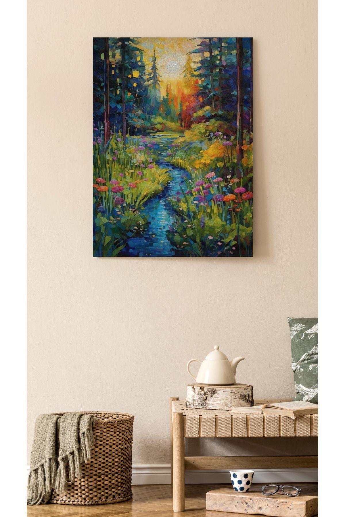 Kanvas Tablo Çay Doğa Orman Bahçe Temalı Modern Tablo