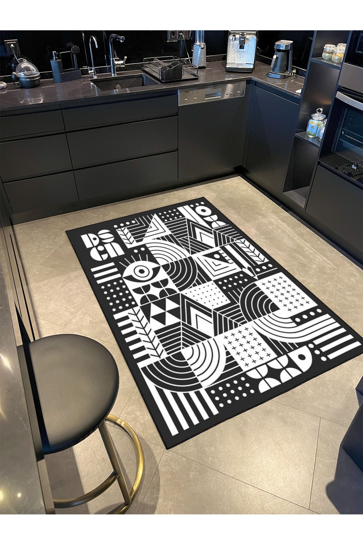 Kara Beyaz Dokuma Taban Halı ve Yıkanabilir Halı miravip10296