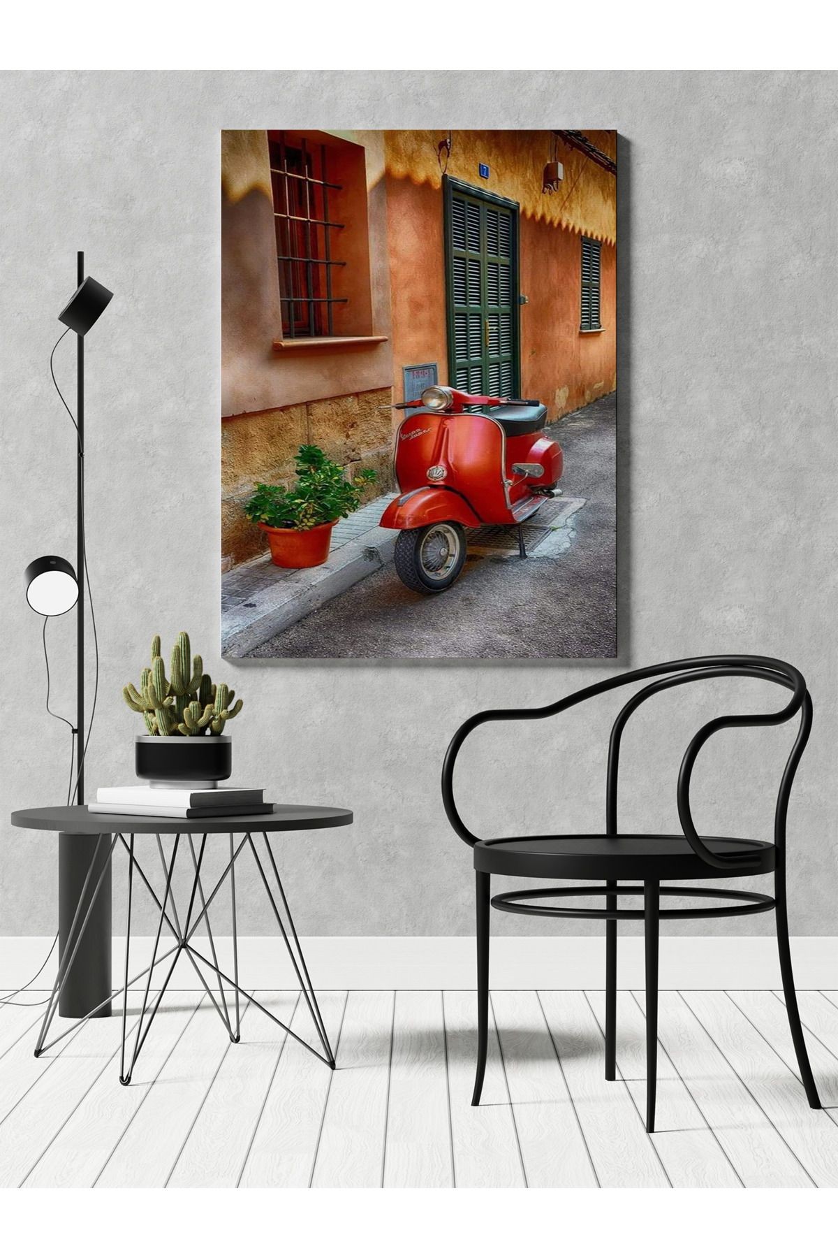 Kanvas Tablo Kırmızı Motor Desenli Temalı Tablo