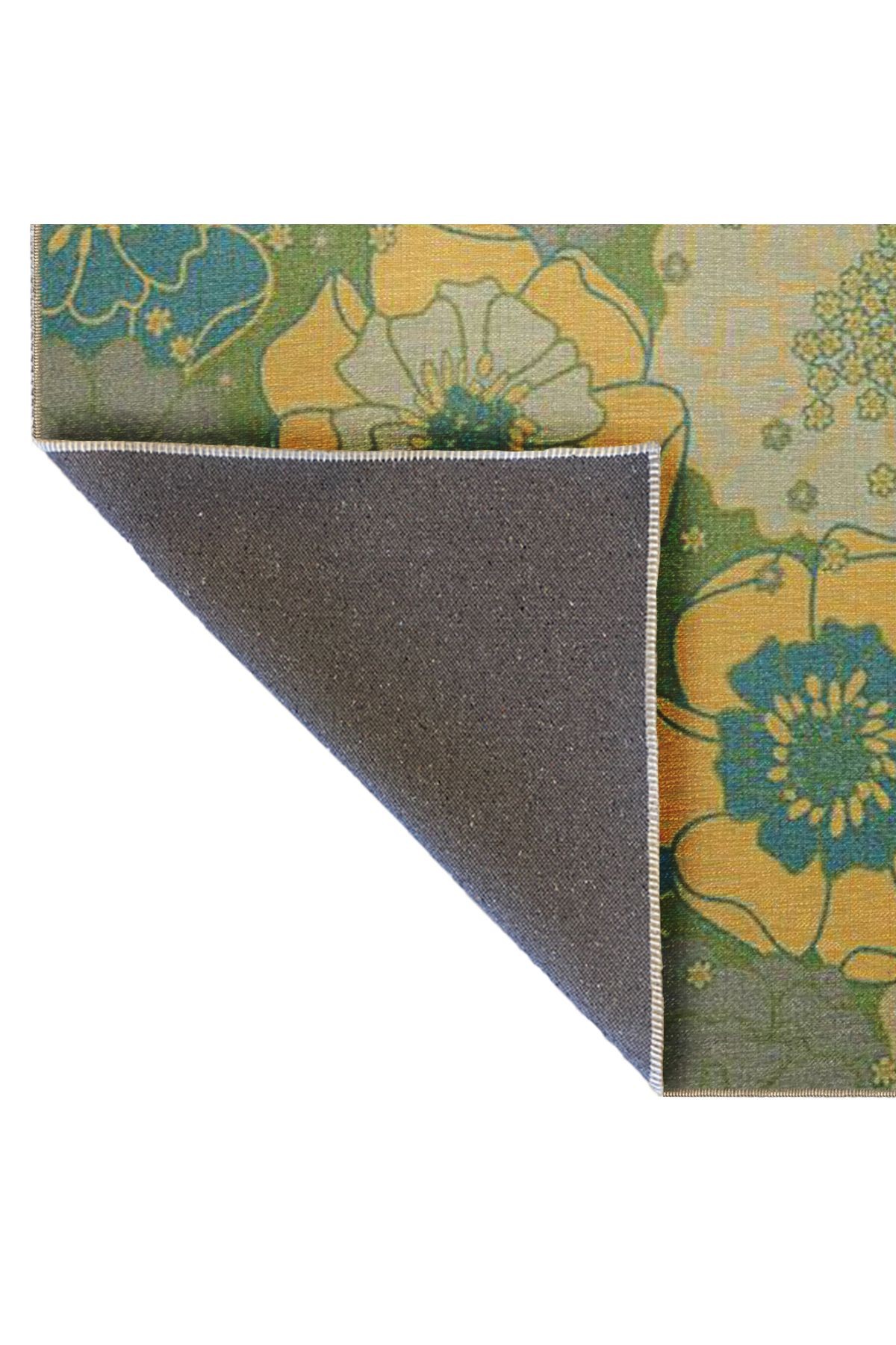 Pastel Tema Çok Renkli Karma Floral Çiçek Desenli Modern Dekoratif Halı 5344