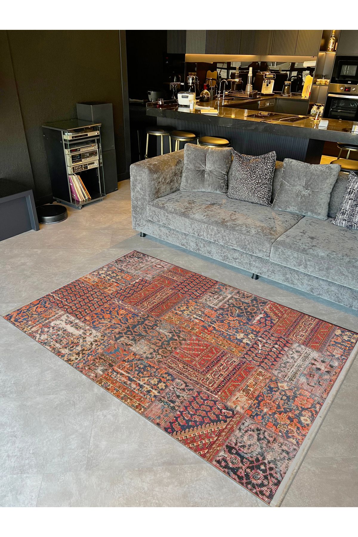 Kuzey Koleksiyonu Eskitme Görünümlü Etnik Desenli Dokuma Taban Dekoratif Halı kuzey42