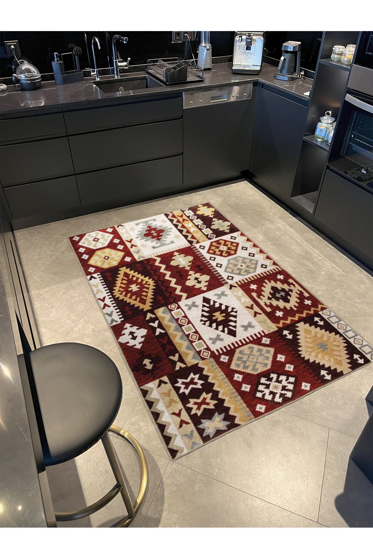 Kahverengi Tonlanlarda Geometrik Dekoratif Halı 4264