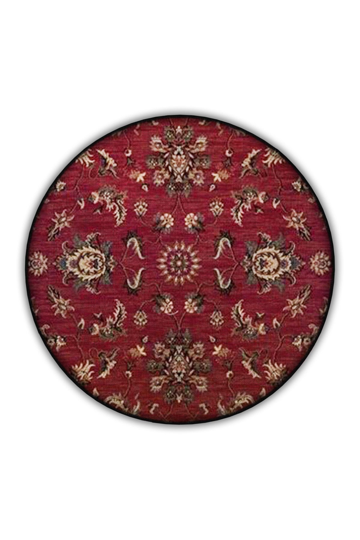 Bordo Bej Temalı Geleneksel Motif Çiçek Desenli Vintage Dekoratif Halı 4603