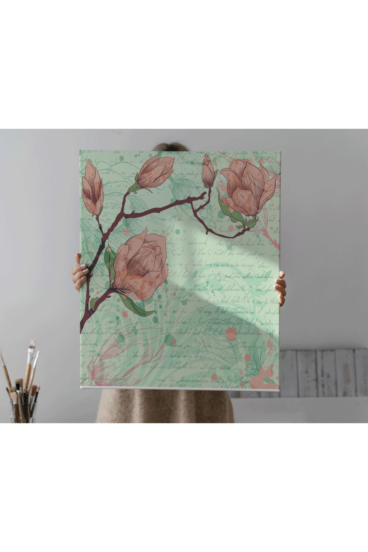 Kanvas Tablo Tarot Otantik Pembe Çiçek Temalı