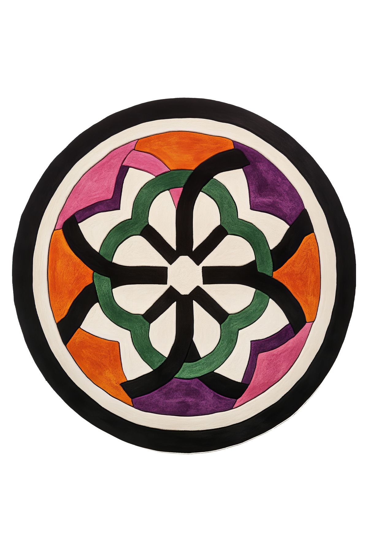 Bliss Turuncu Mor Geometrik Monogram Modern Dokuma Taban Dekoratif Yuvarlak Halı 933