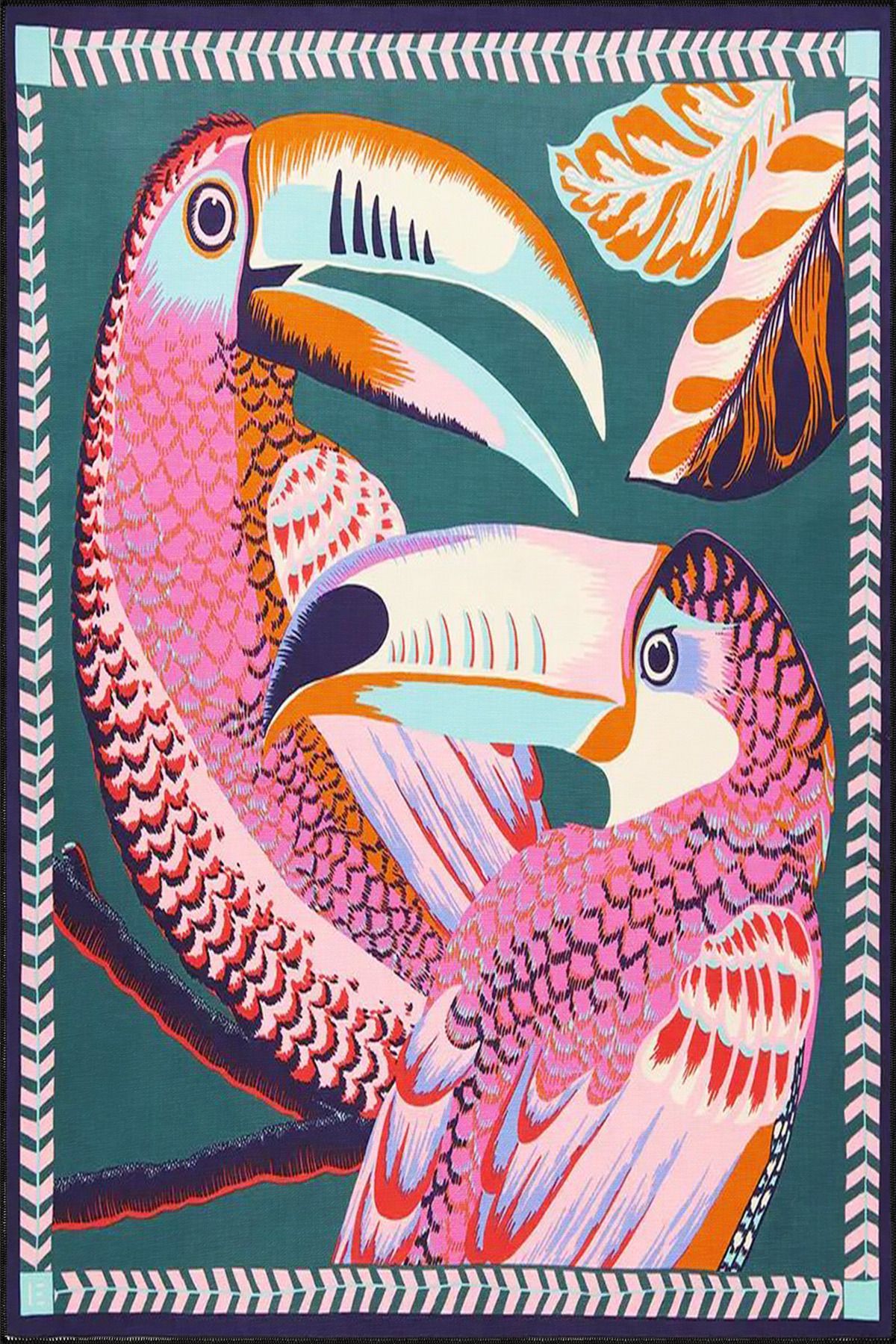 Pembe Kuş Desenli Dokuma Taban Halı miravip537