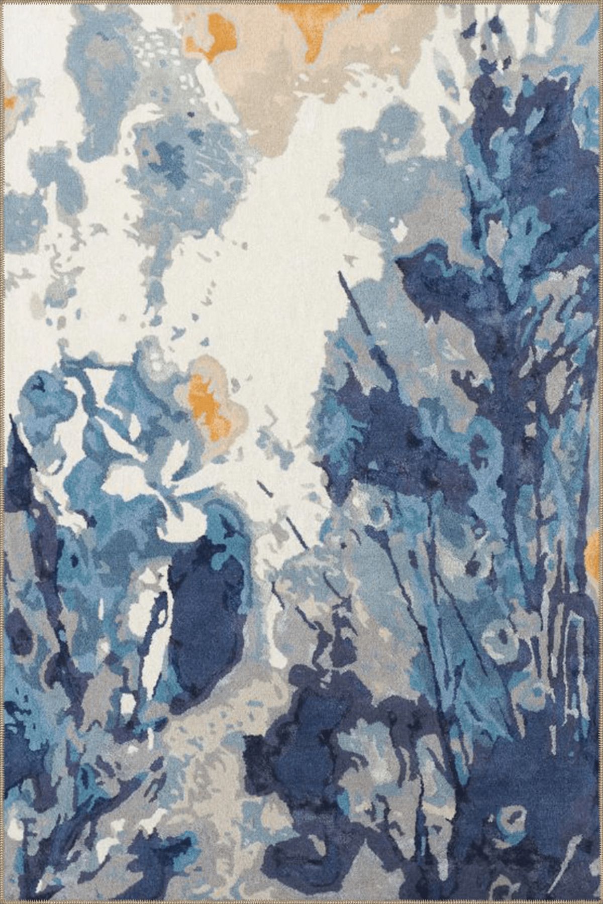 Lacivert Temalı Abstract Soyut Desenli Kreatif Modern Dekoratif Halı 3977