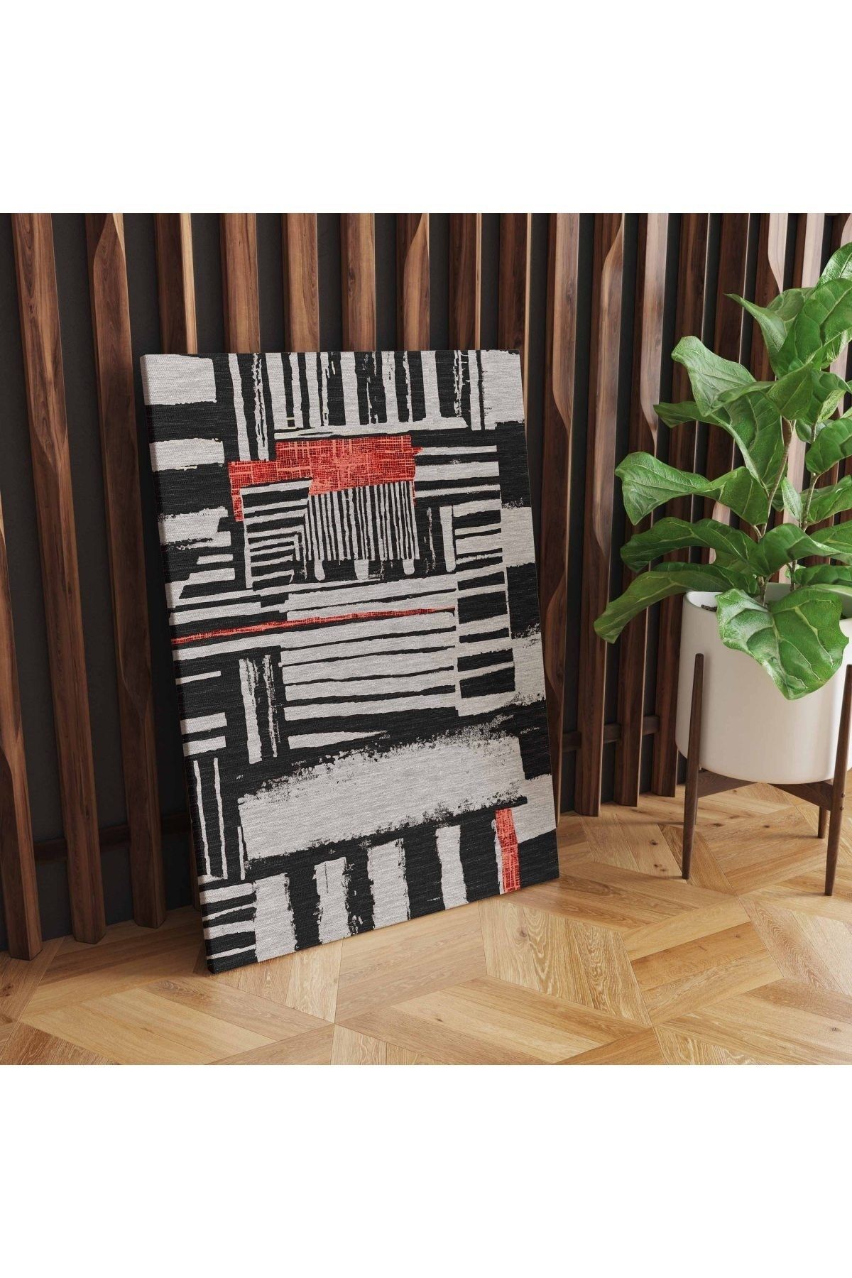 Kanvas Tablo Geometrik Ve Soyut Temalı Siyah Beyaz Kırmızı 44
