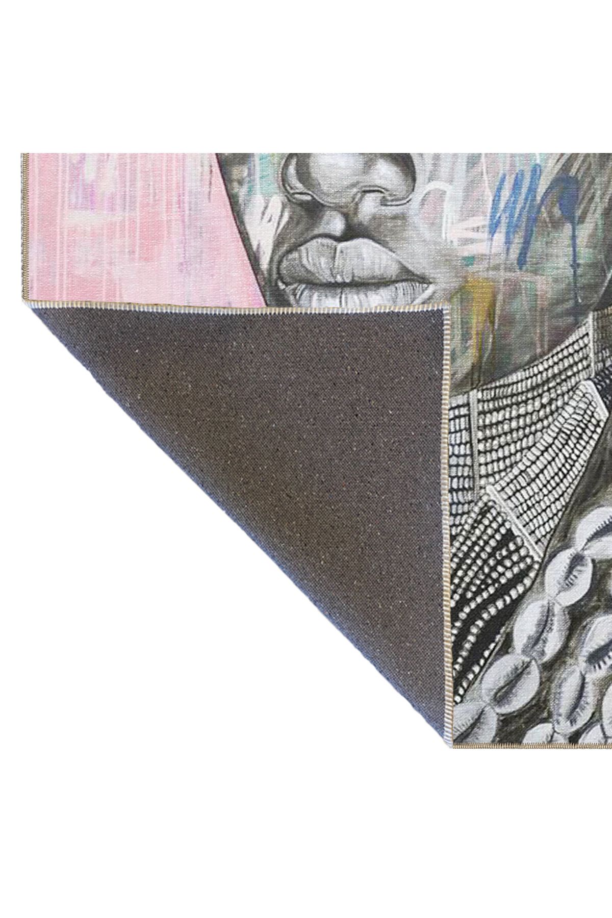 Yüz Temalı Pembe Renkli Desen Halı 3687