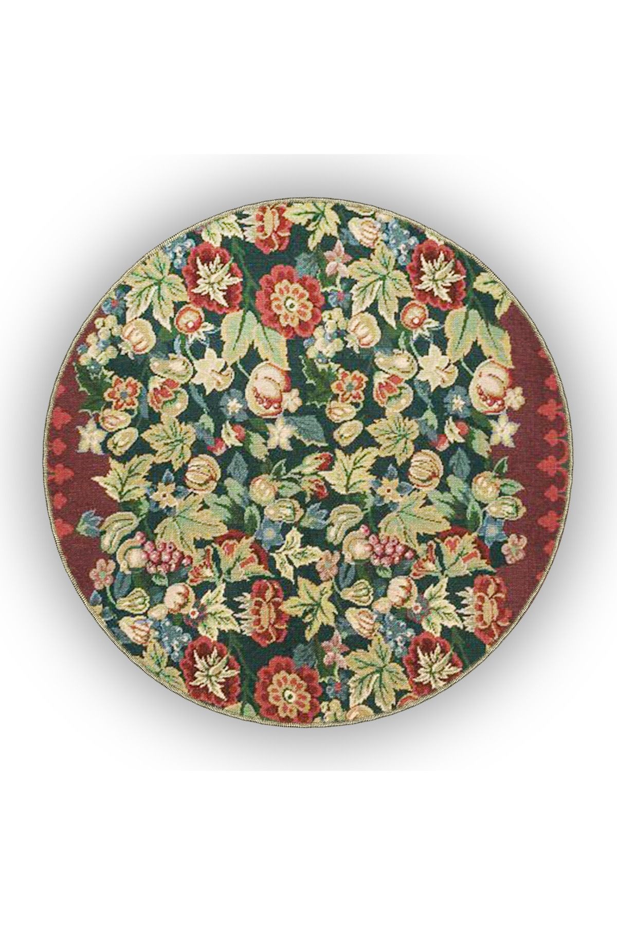 Floral Temalı Çok Renkli Motifli Çiçek Gül Desenli Vintage Dekoratif Halı 4762