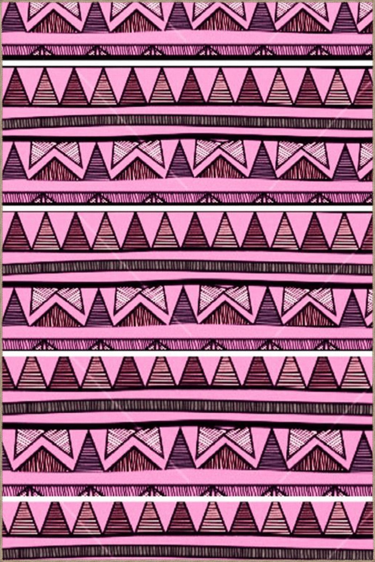 Pembe Temalı Üçgen Geometrik Desenli Kreatif Modern Dekoratif Halı 4721
