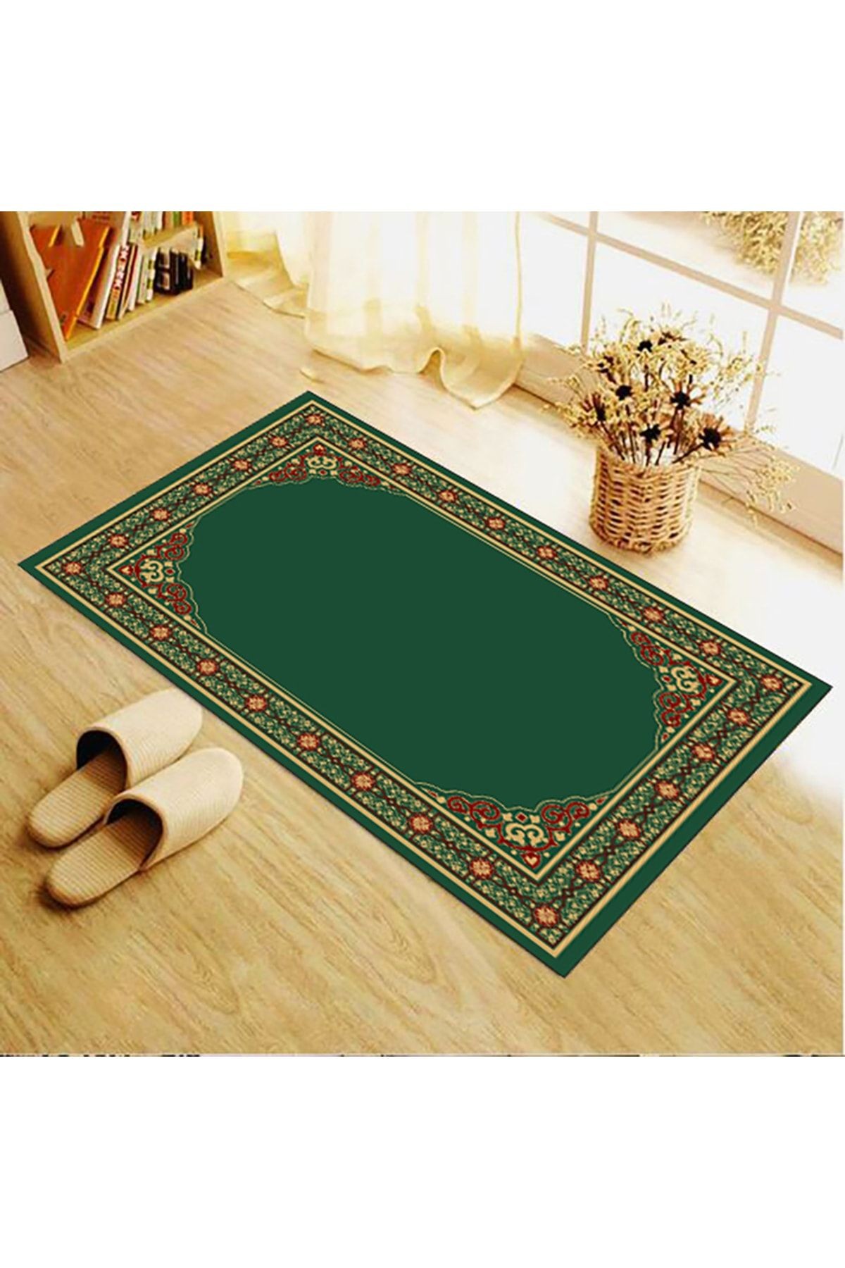 Yeşil Geometrik Desenli Seccade 70x120
