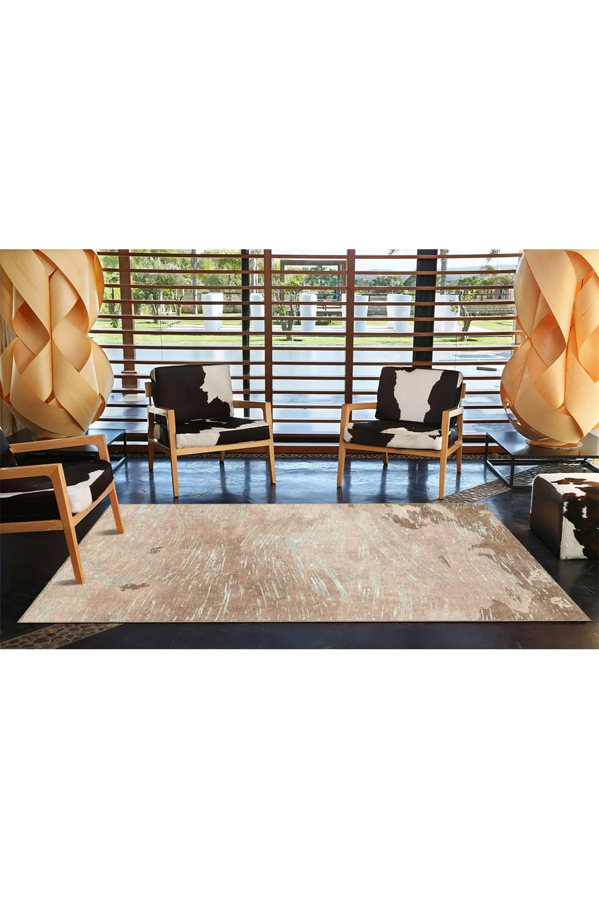 Kahverengi Pastel Desenli Dekoratif Halı miravip888