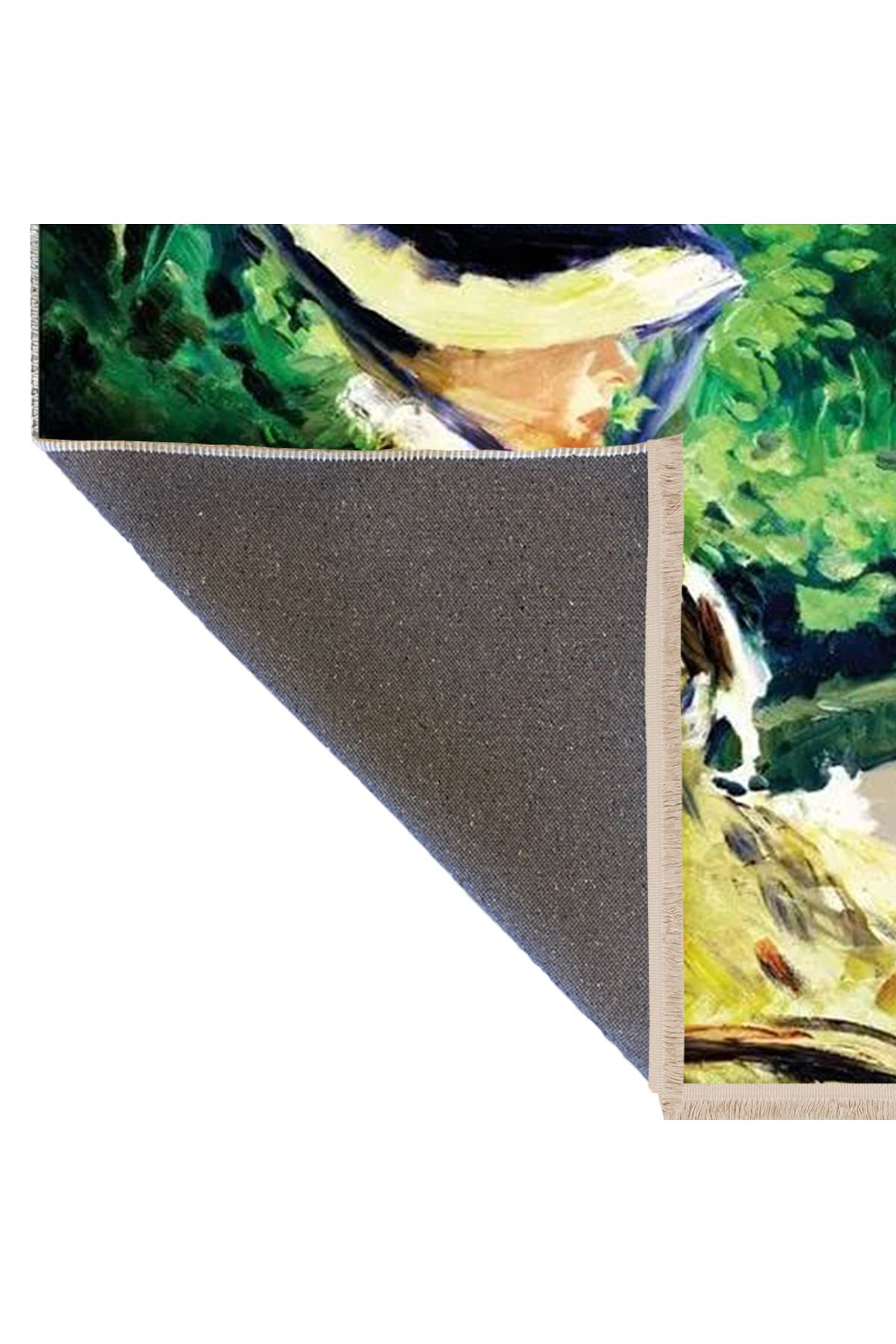 Yılmaz Koleksiyonu Pastel Tonlarda Fötr Şapkalı Kadın Figürü Desenli Modern Dekoratif Halı 41