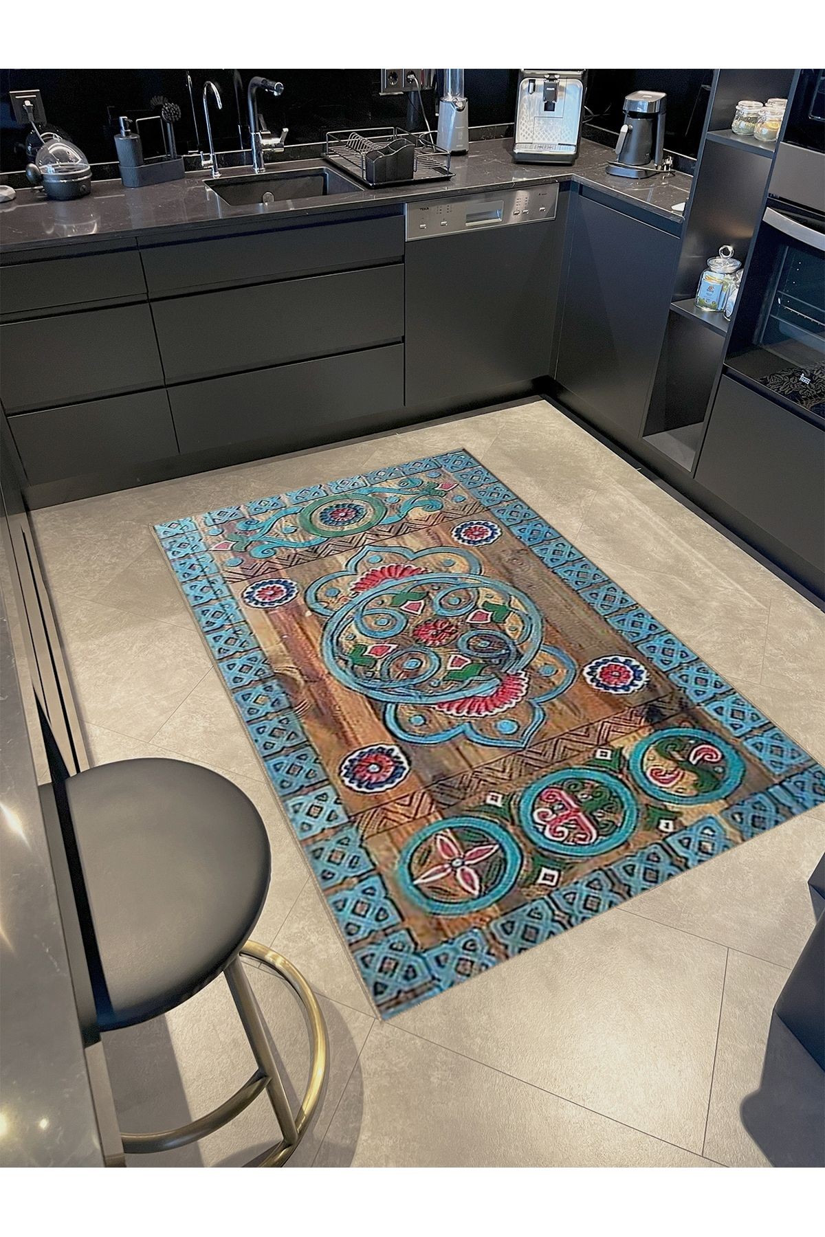 Seda Koleksiyonu Çok Renkli Antik Desenli Dokuma Taban Modern Dekoratif Halı seda07