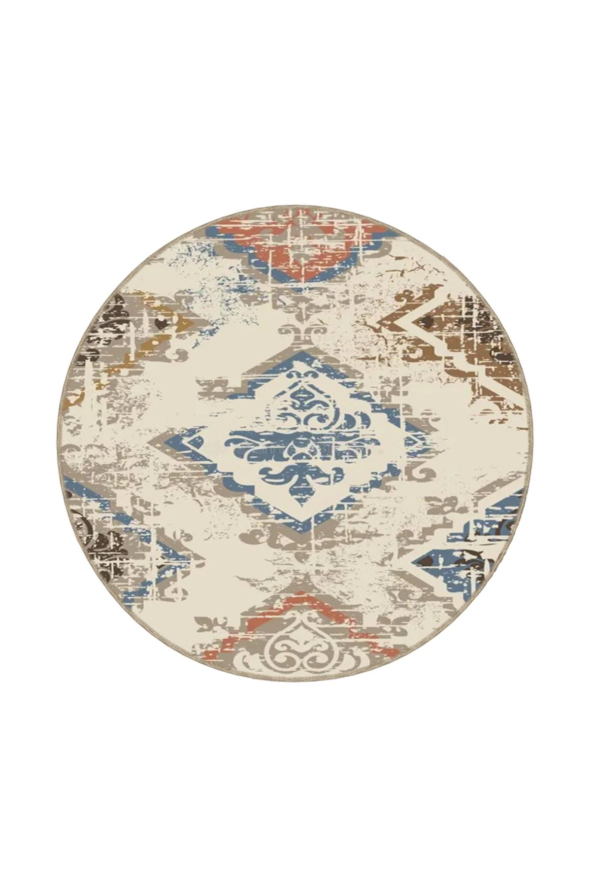 Sarı Kahverengi Baklavalı Temalı Dekoratif Halı ve Yıkanabilir Halı miravip9717