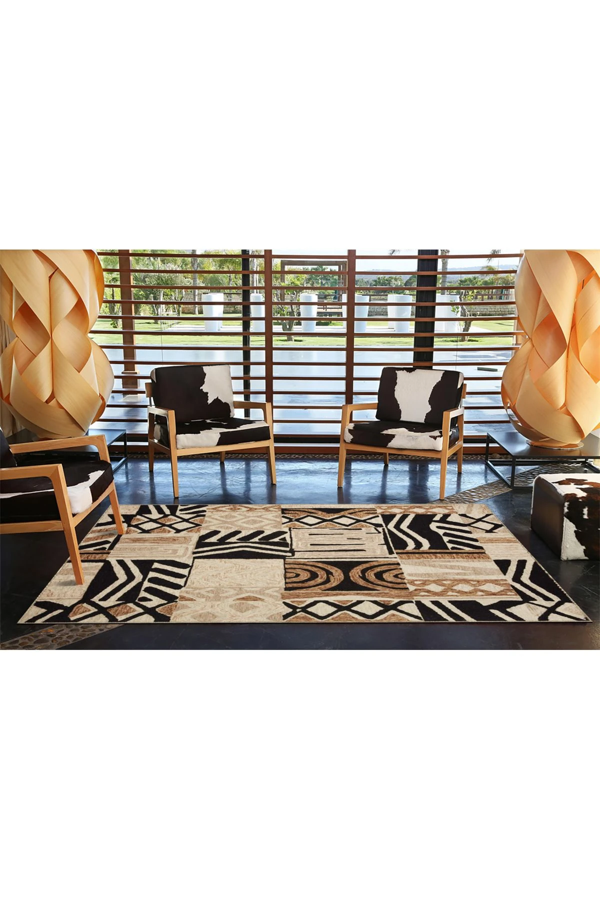 Krem ve Lacivert Renkli Geleneksel Desenli Dokuma Taban Halı miravip385