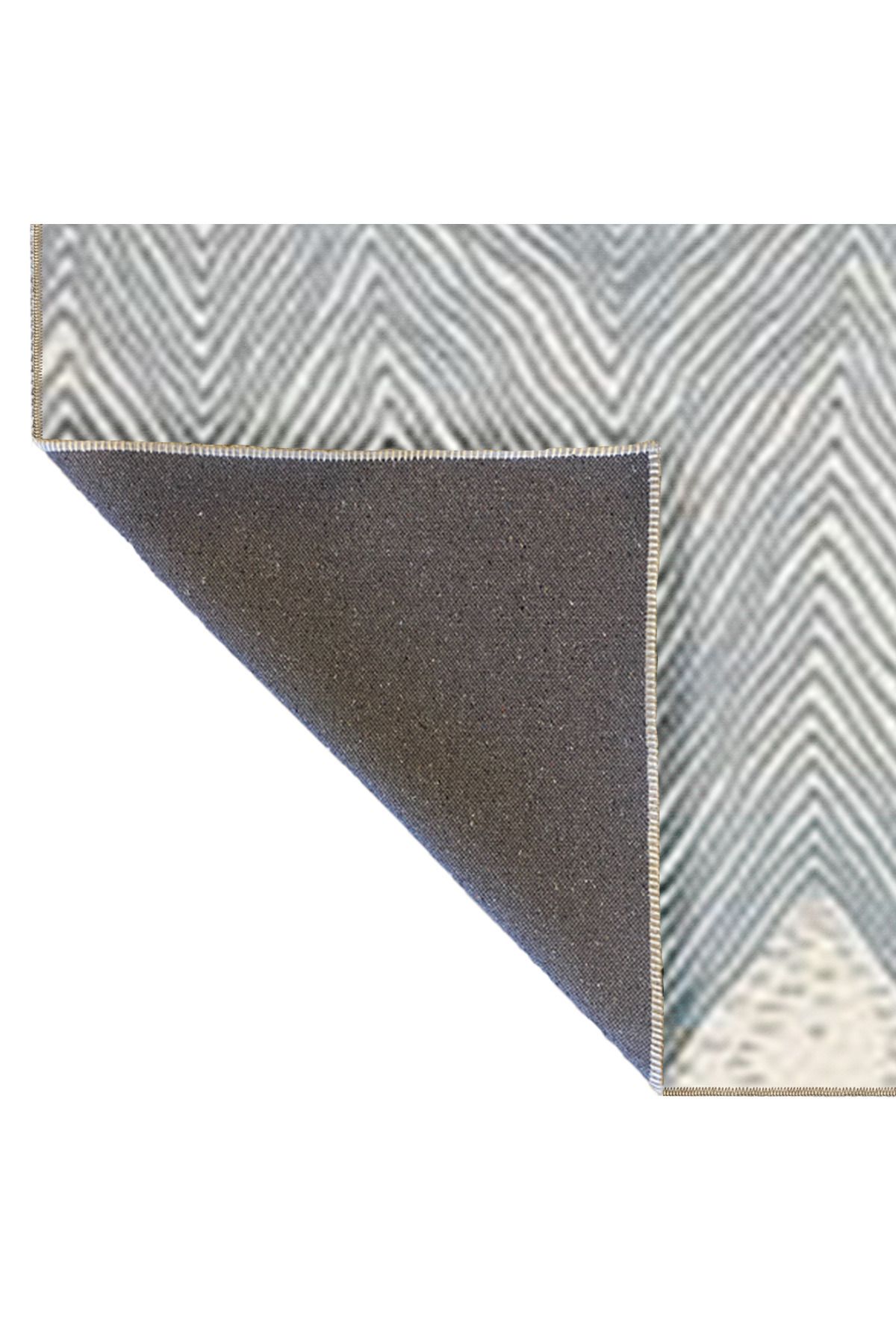 Gri Temalı Zik Zak Geometrik Desenli Kreatif Modern Dekoratif Halı 5049
