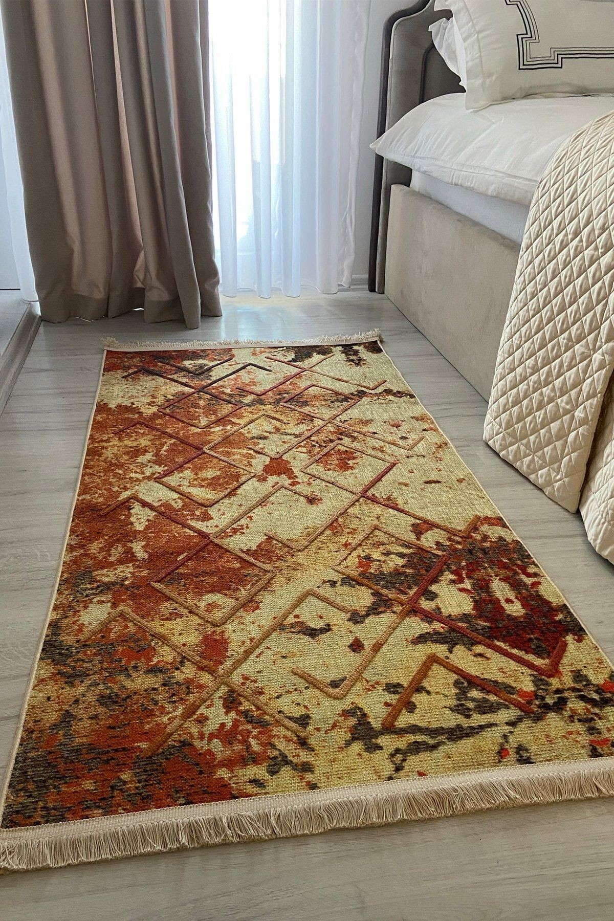 Nakkaş Terra 812 Kiremit Rengi Nakışlı Halı