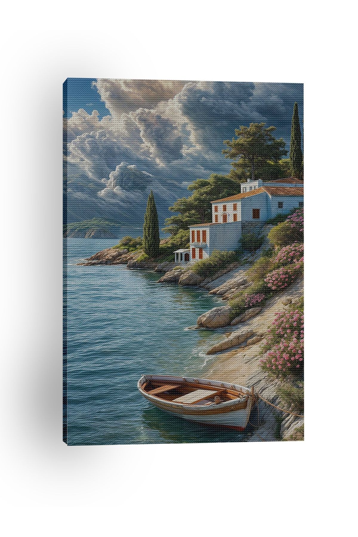 Kanvas Tablo Yalı Temalı ve Deniz Desenli Modern Tablo