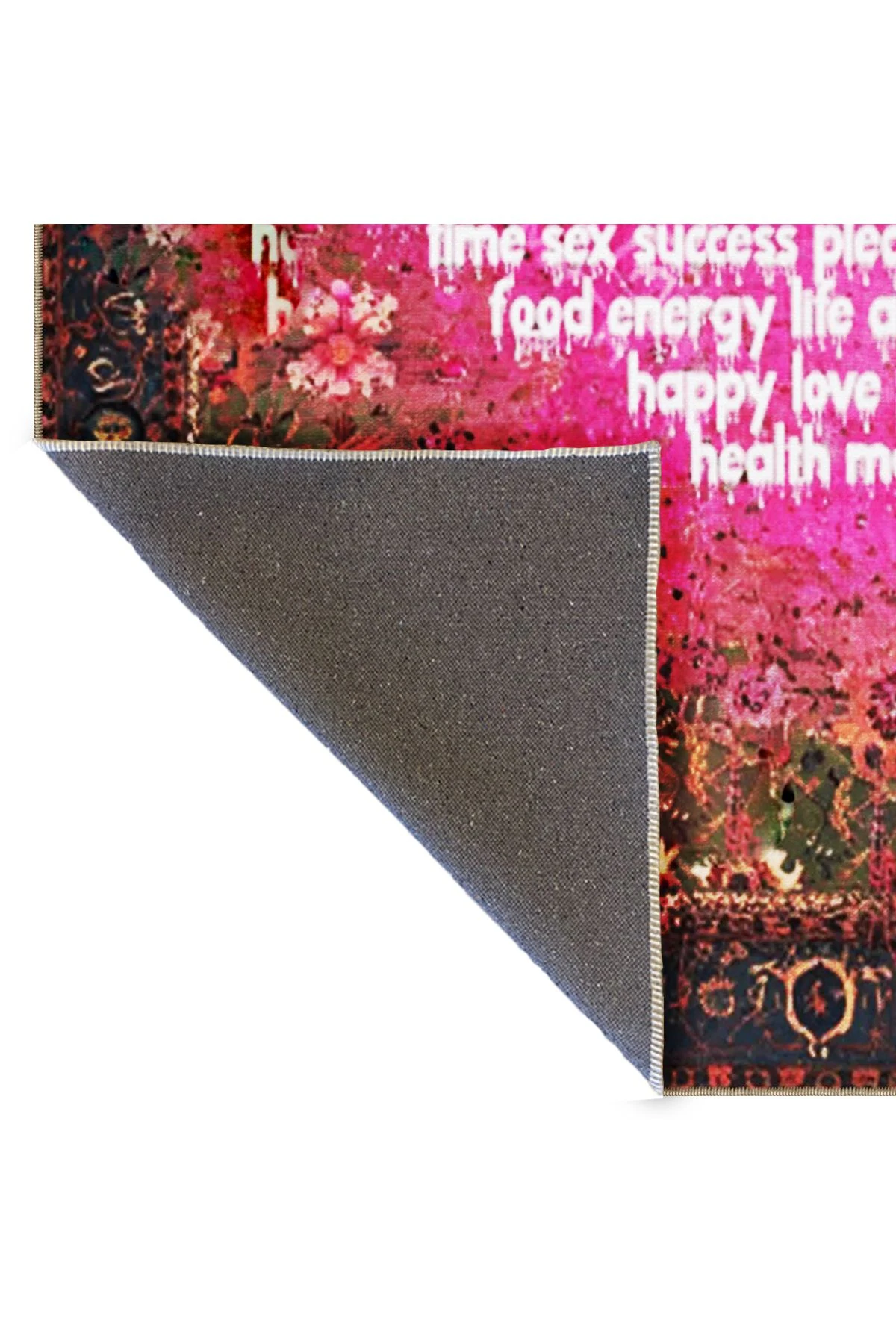 Written Koleksiyonu Çiçek Motifleri Desenli Kreatif Modern Dekoratif Halı 03